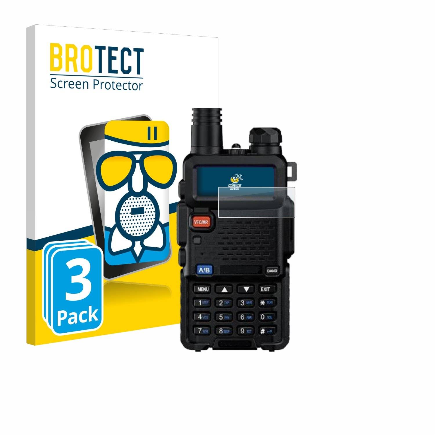 3x BROTECT AirGlass Matt Glas Panzer Folie für Baofeng UV-5G