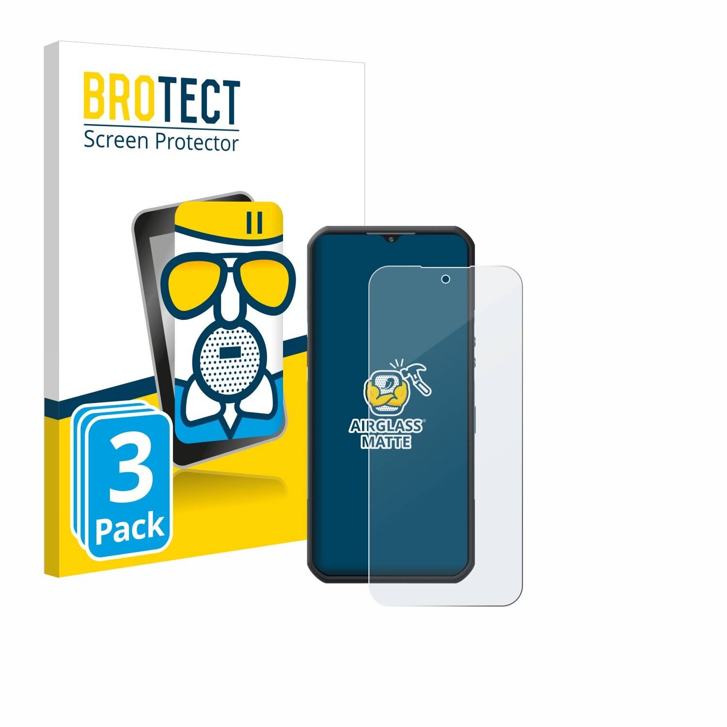3x BROTECT AirGlass Matt Glas Panzer Folie für Oukitel WP35