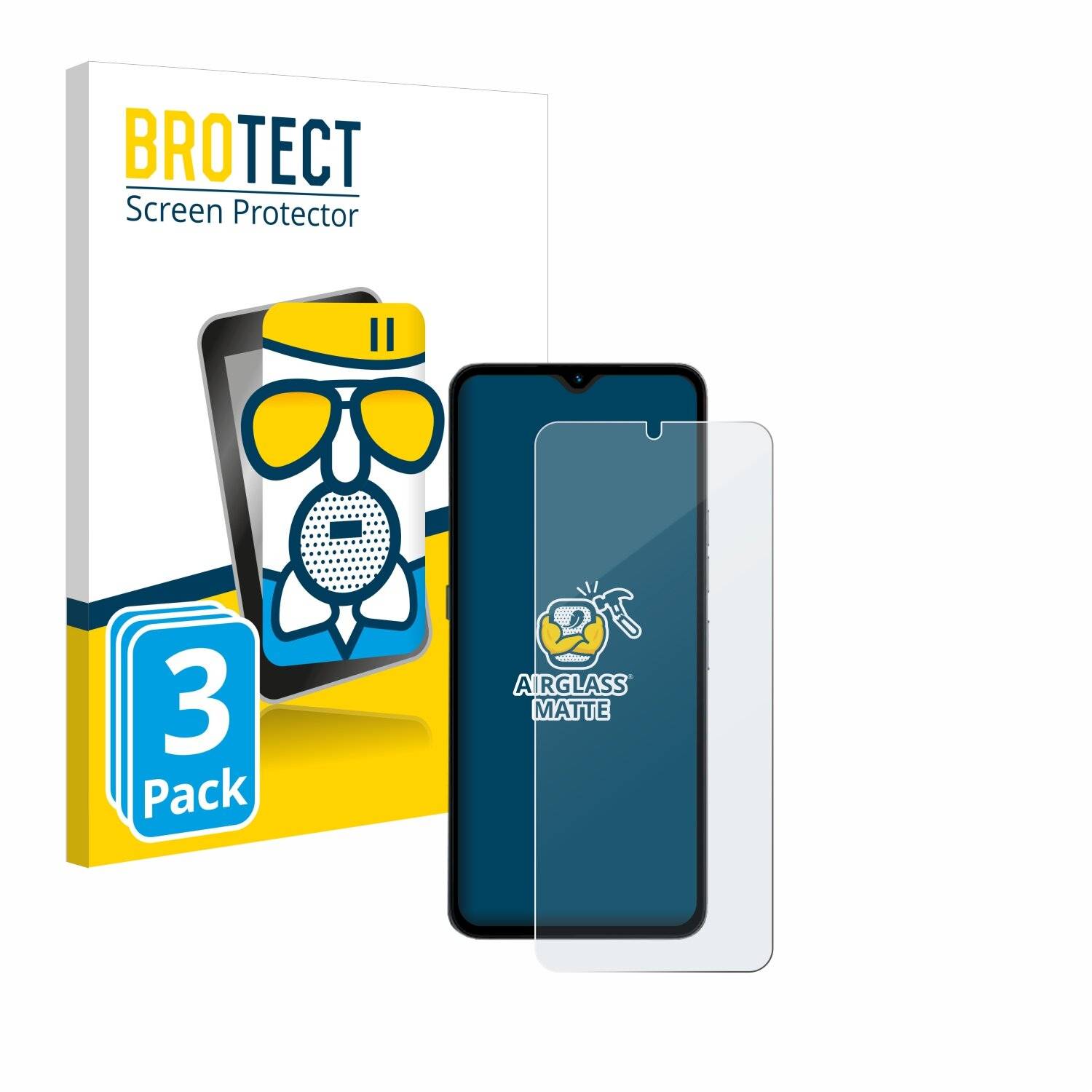 3x BROTECT AirGlass Matt Glas Panzer Folie für Umidigi