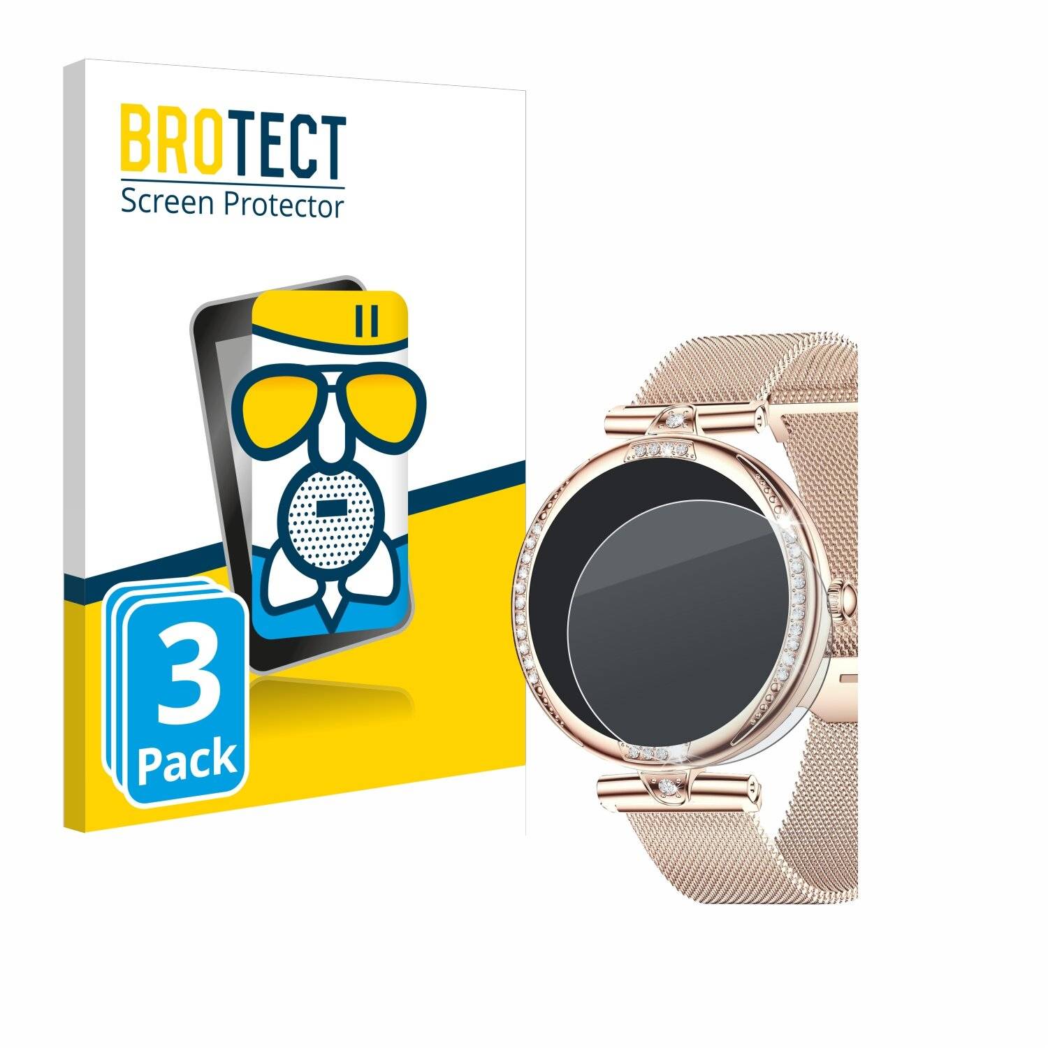 3x BROTECT AirGlass Matt Glas Panzer Folie für Shepatio Smartwatch
