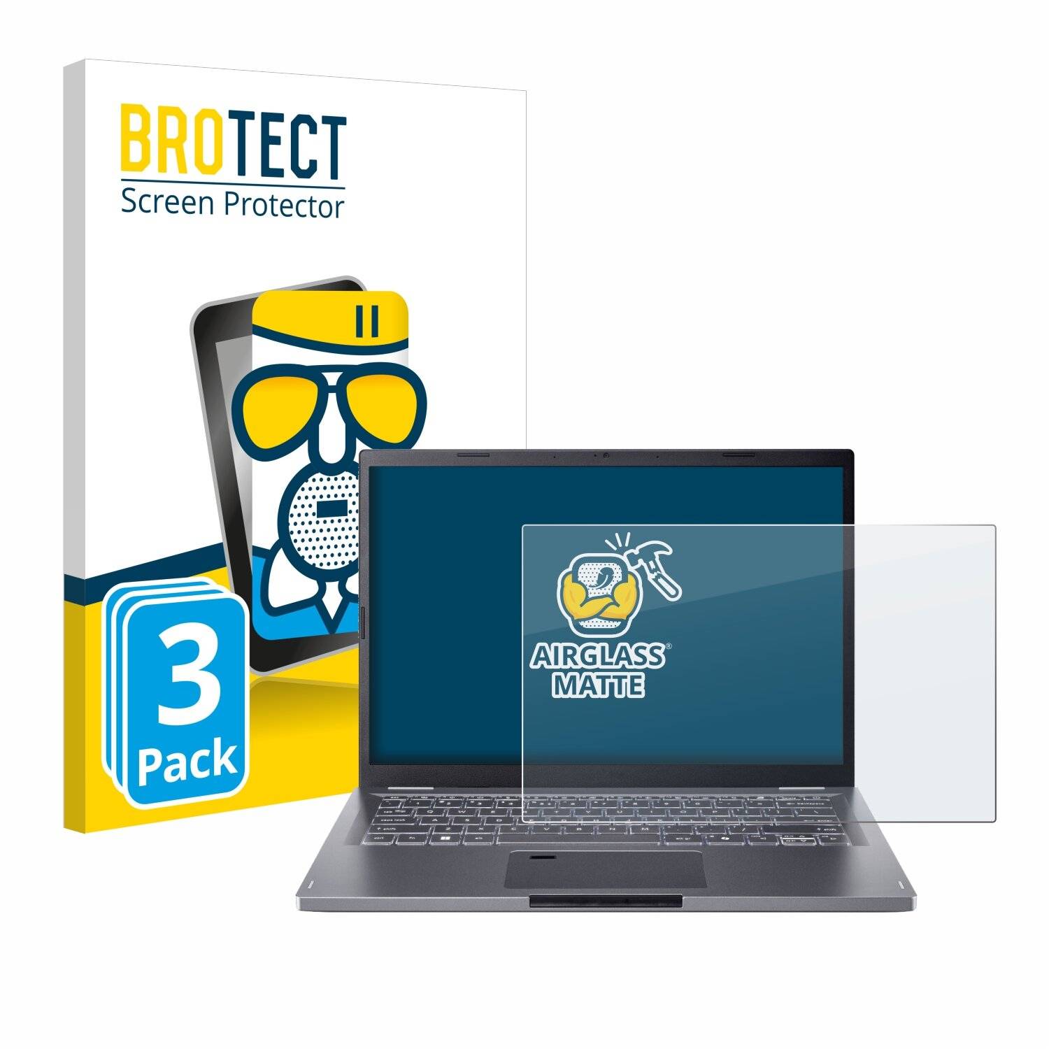 3x BROTECT AirGlass Matt Glas Panzer Folie für Acer Aspire 14