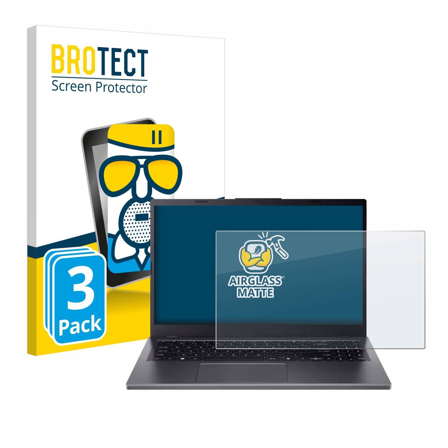 3x BROTECT AirGlass Matt Glas Panzer Folie für Acer Aspire 15