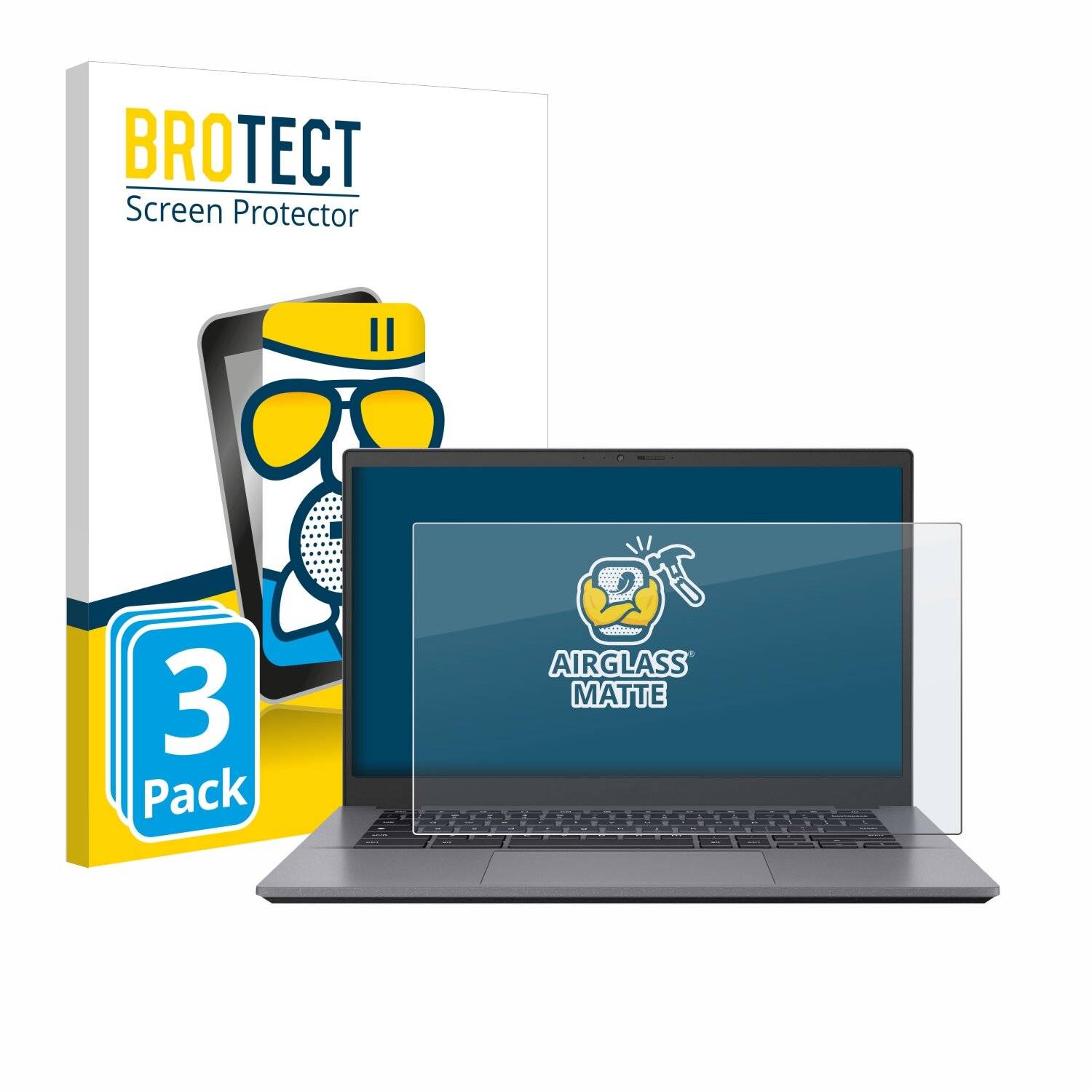 3x BROTECT AirGlass Matt Glas Panzer Folie für ASUS Chromebook Plus