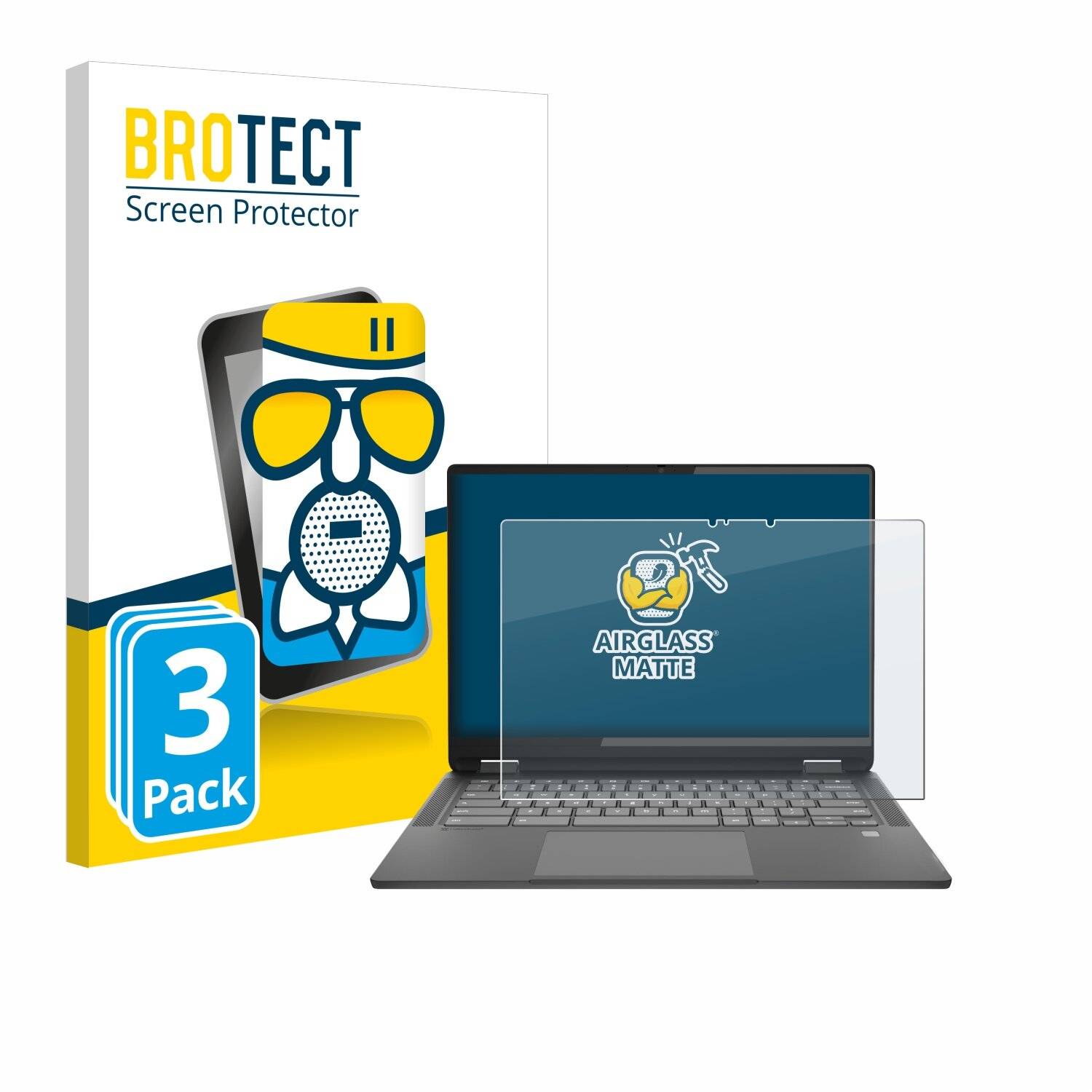 3x BROTECT AirGlass Matt Glas Panzer Folie für Lenovo IdeaPad Flex 5i Chromebook Plus 14 Gen