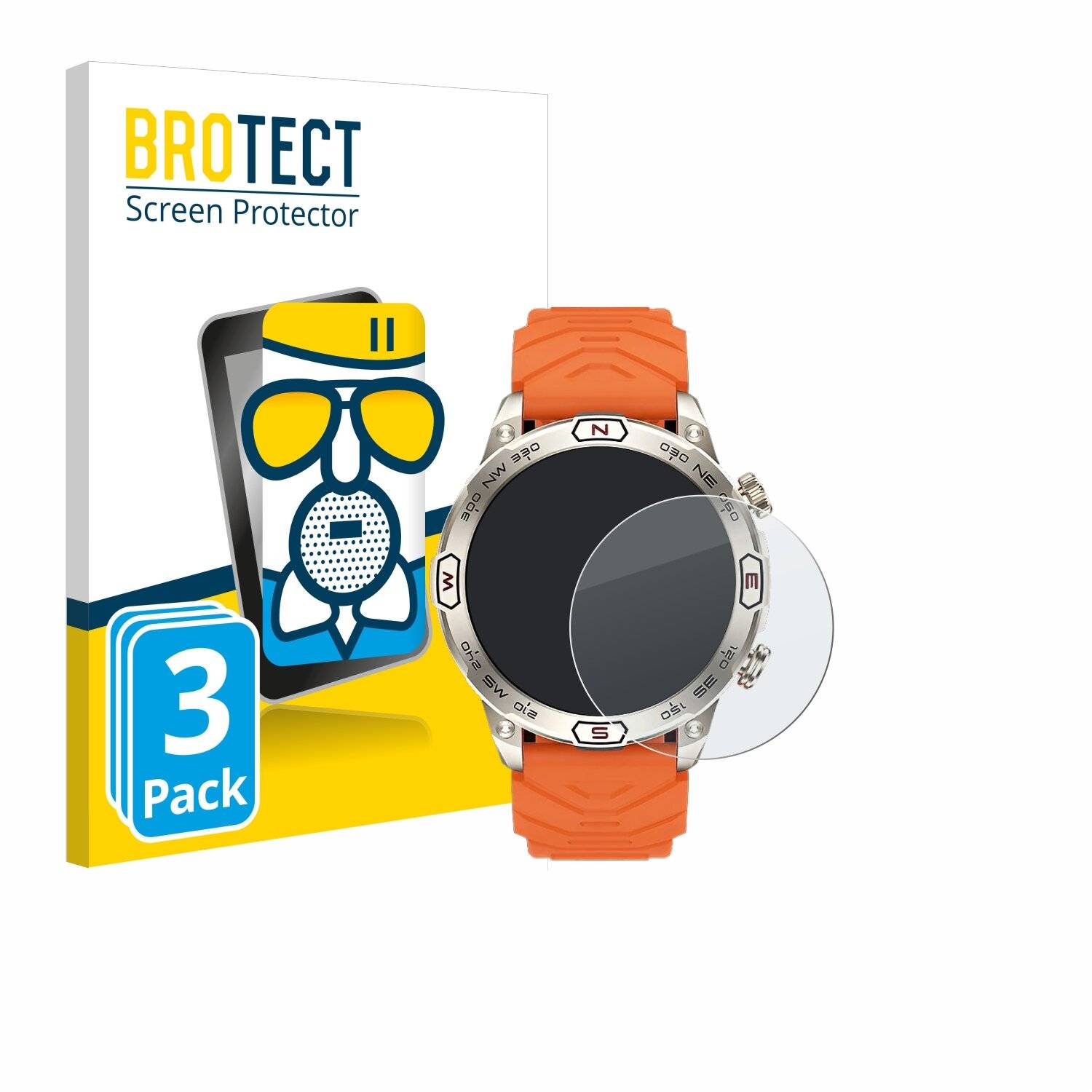 3x BROTECT AirGlass Matt Glas Panzer Folie für Bytelike Smartwatch