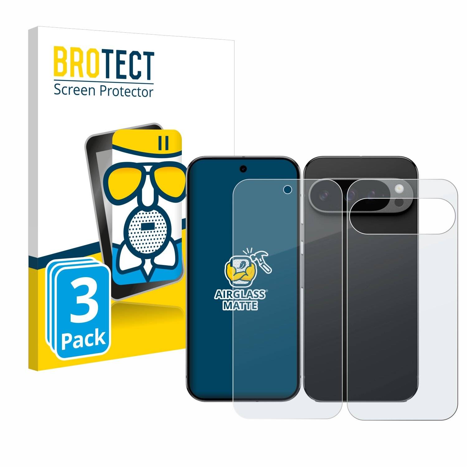 3x BROTECT AirGlass Matt Glas Panzer Folie für Google Pixel 9 Pro