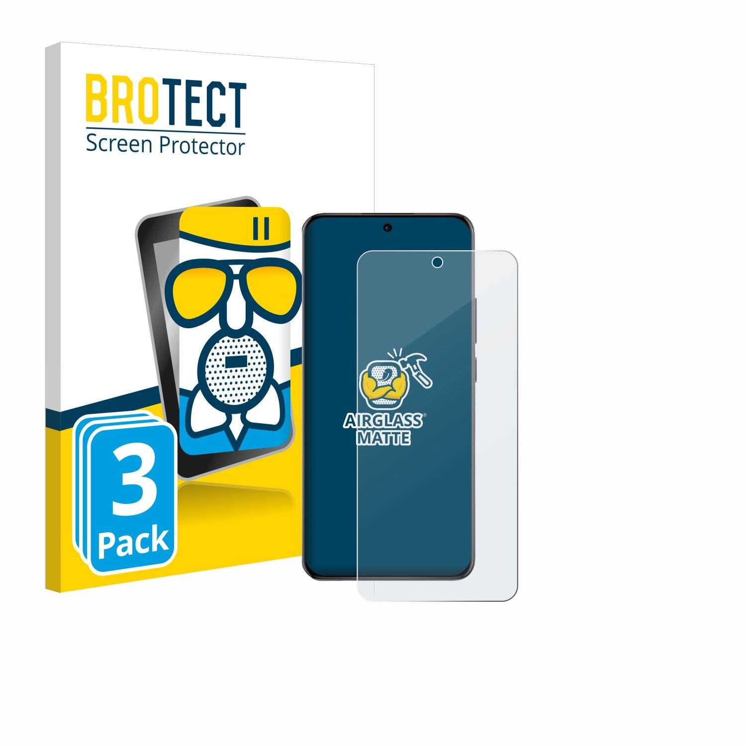 3x BROTECT AirGlass Matt Glas Panzer Folie für Oppo Reno 12