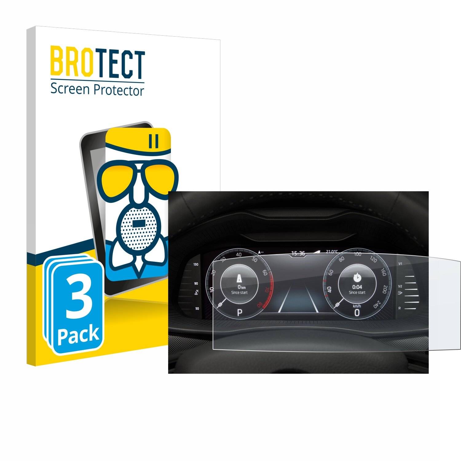 3x BROTECT AirGlass Matt Glas Panzer Folie für Skoda Virtual Cockpit