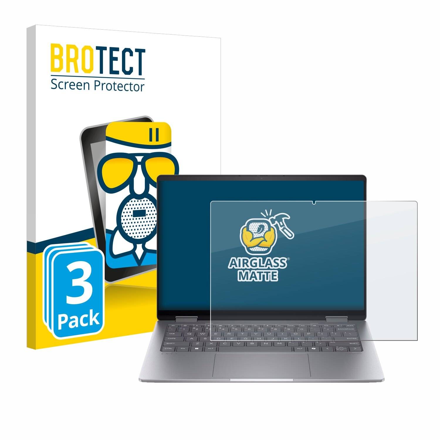 3x BROTECT AirGlass Matt Glas Panzer Folie für HP Envy x360 2-in-1