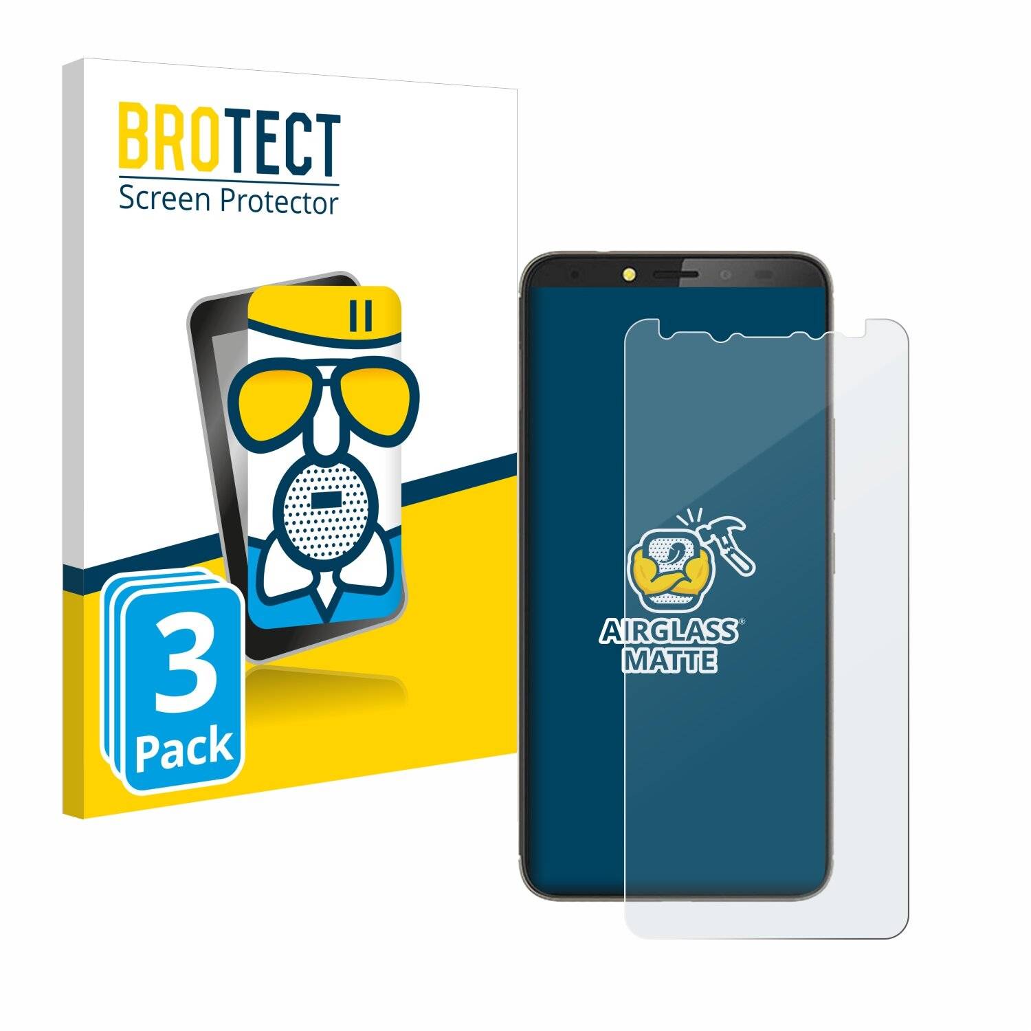 3x BROTECT AirGlass Matt Glas Panzer Folie für Tecno Pouvoir