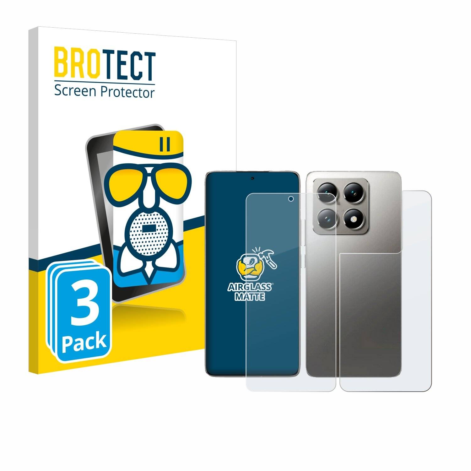 3x BROTECT AirGlass Matt Glas Panzer Folie für Xiaomi 14T Pro