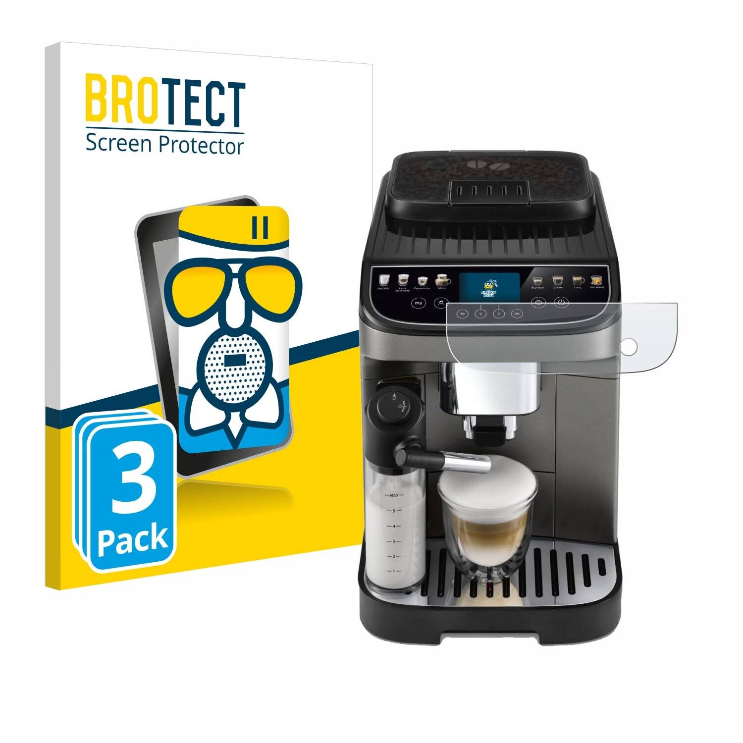 3x BROTECT AirGlass Matt Glas Panzer Folie für DeLonghi Magnifica Evo