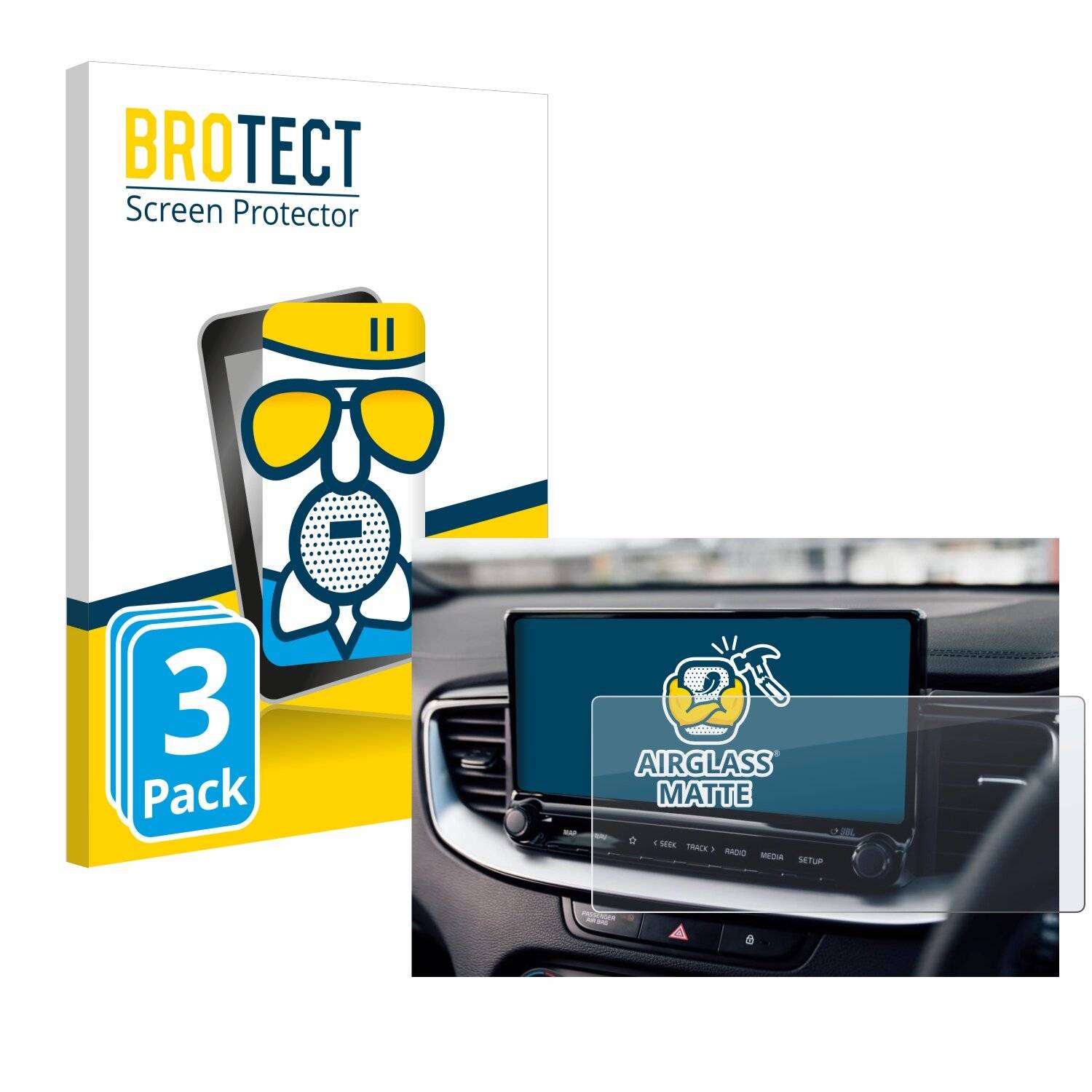 3x BROTECT AirGlass Matt Glas Panzer Folie für Kia XCeed