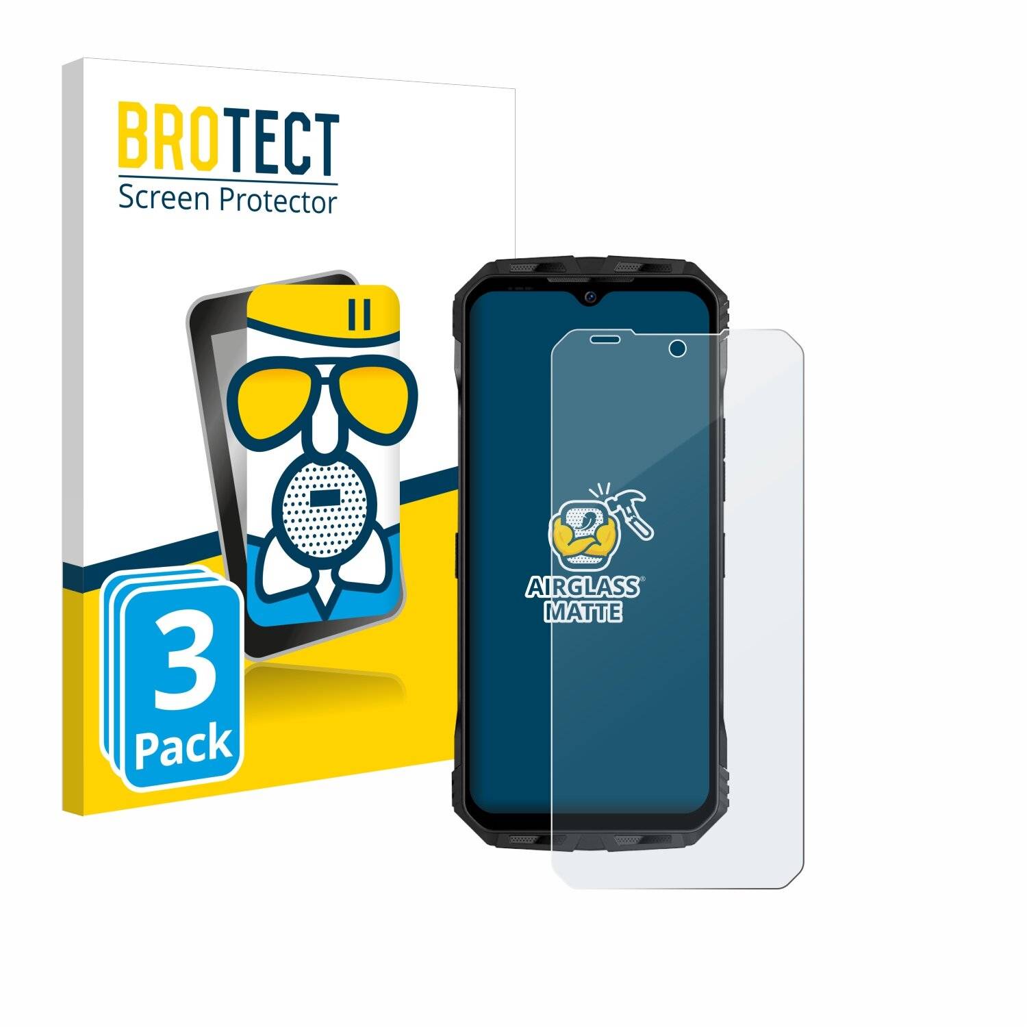3x BROTECT AirGlass Matt Glas Panzer Folie für Doogee V Max