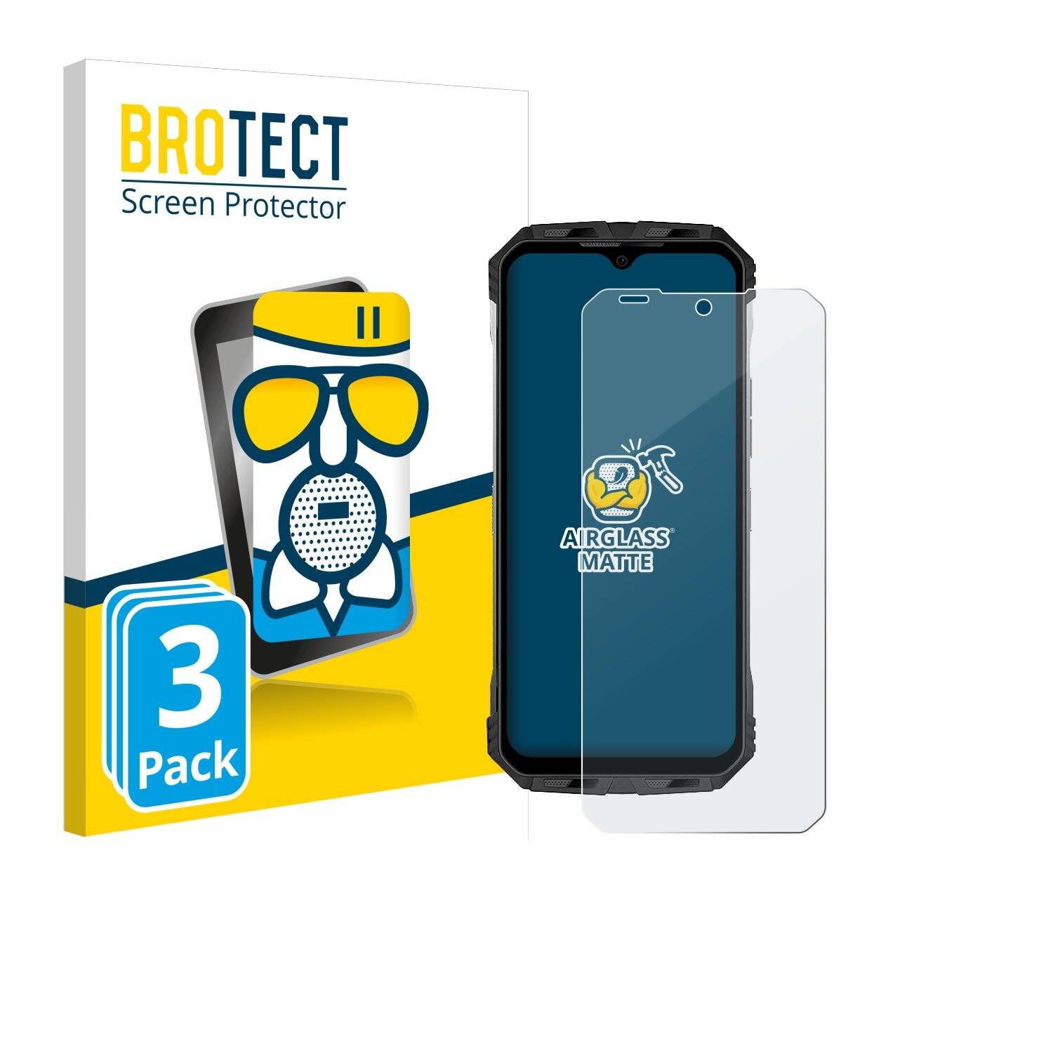3x BROTECT AirGlass Matt Glas Panzer Folie für Doogee S