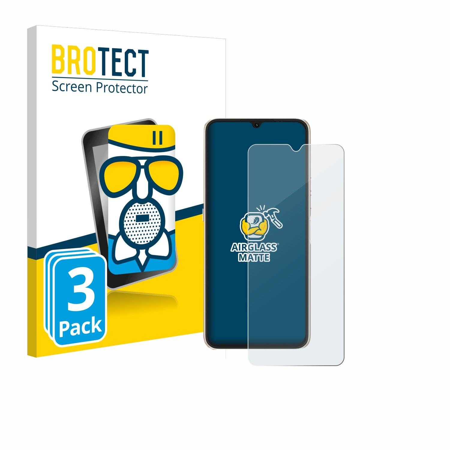 3x BROTECT AirGlass Matt Glas Panzer Folie für Umidigi Power