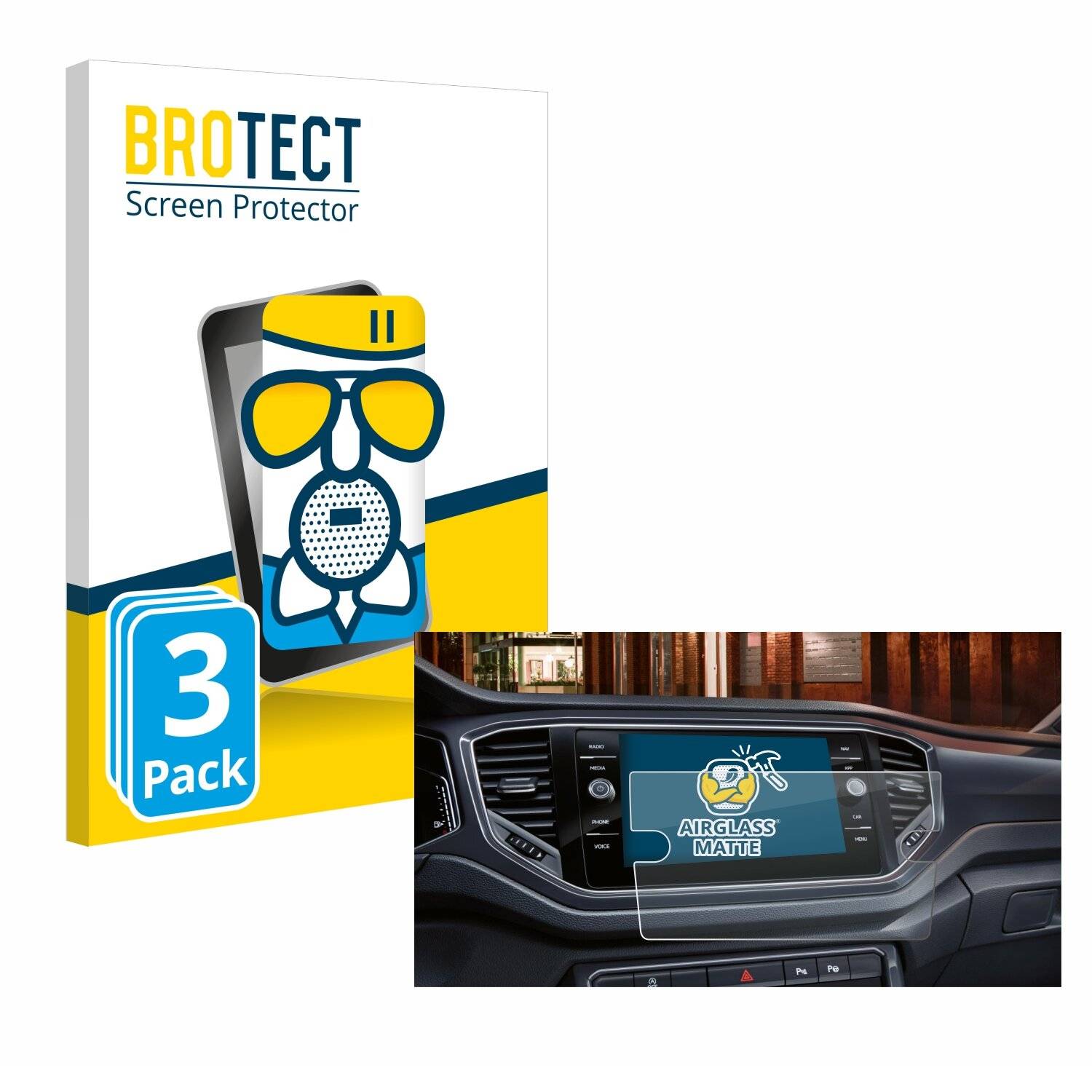 3x BROTECT AirGlass Matt Glas Panzer Folie für Volkswagen Touran 2.0 Discover Media 8