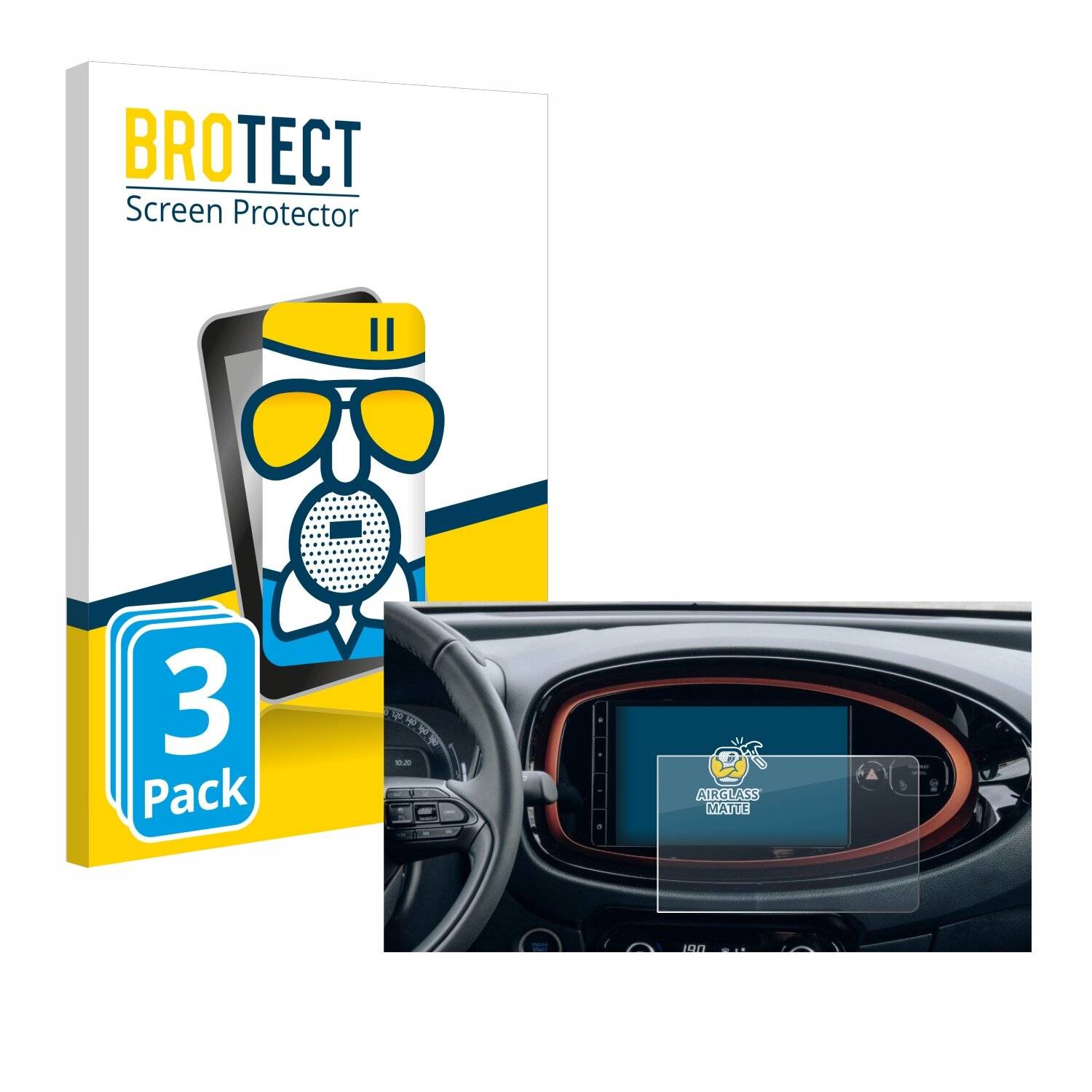 3x BROTECT AirGlass Matt Glas Panzer Folie für Toyota Aygo X