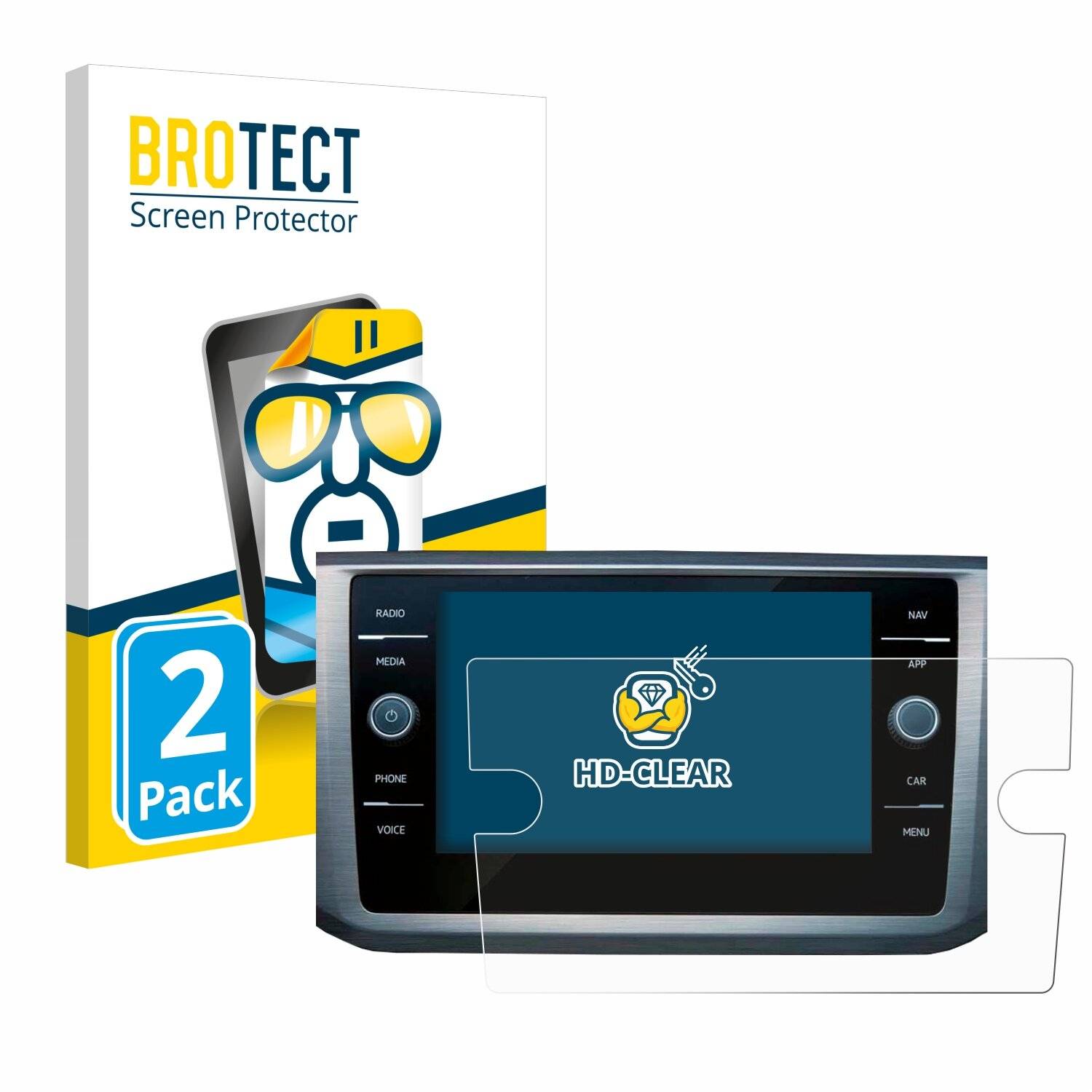 2x BROTECT Displayschutz-Folie für Volkswagen Passat B8 Discover Media