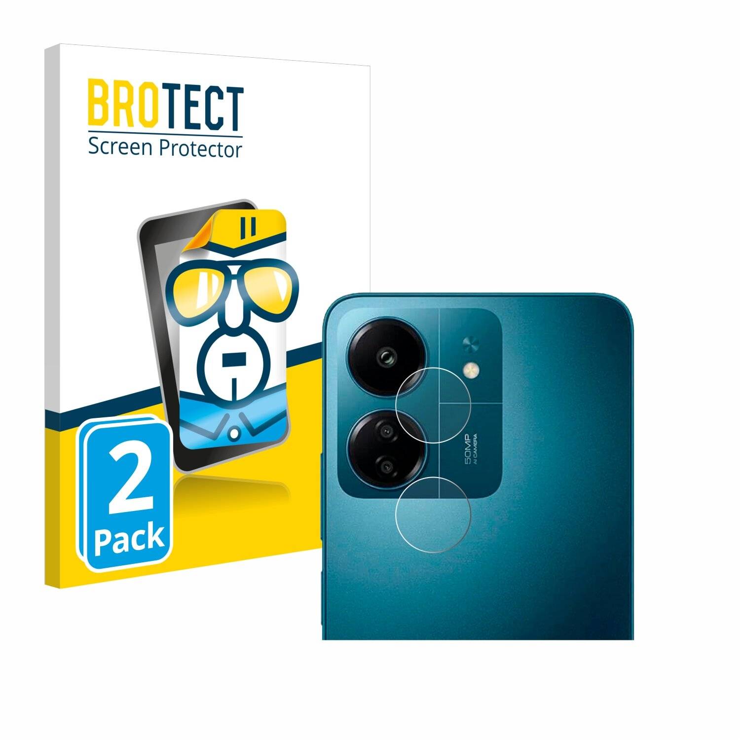 2x BROTECT Displayschutz-Folie für Xiaomi Redmi 13C (NUR