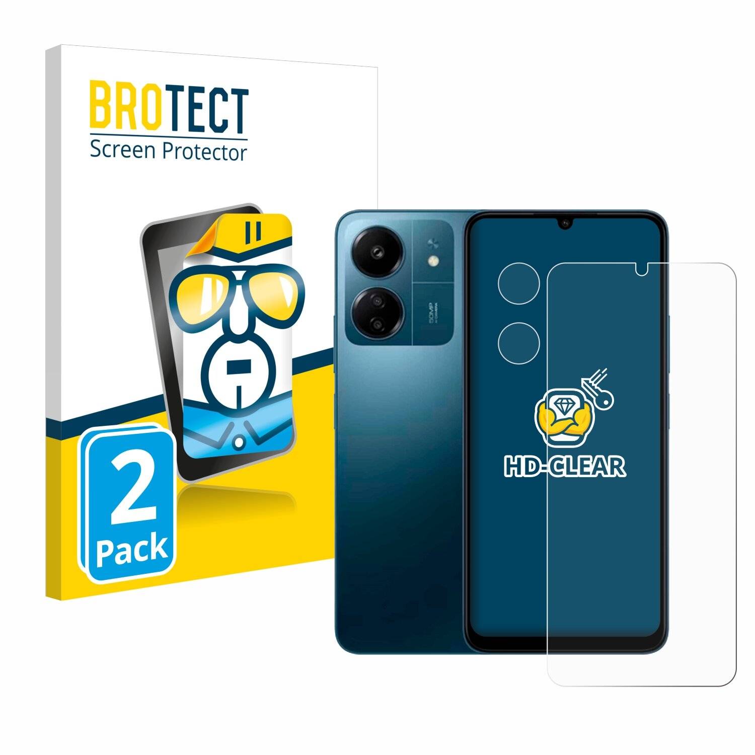 2x BROTECT Displayschutz-Folie für Xiaomi Redmi 13C