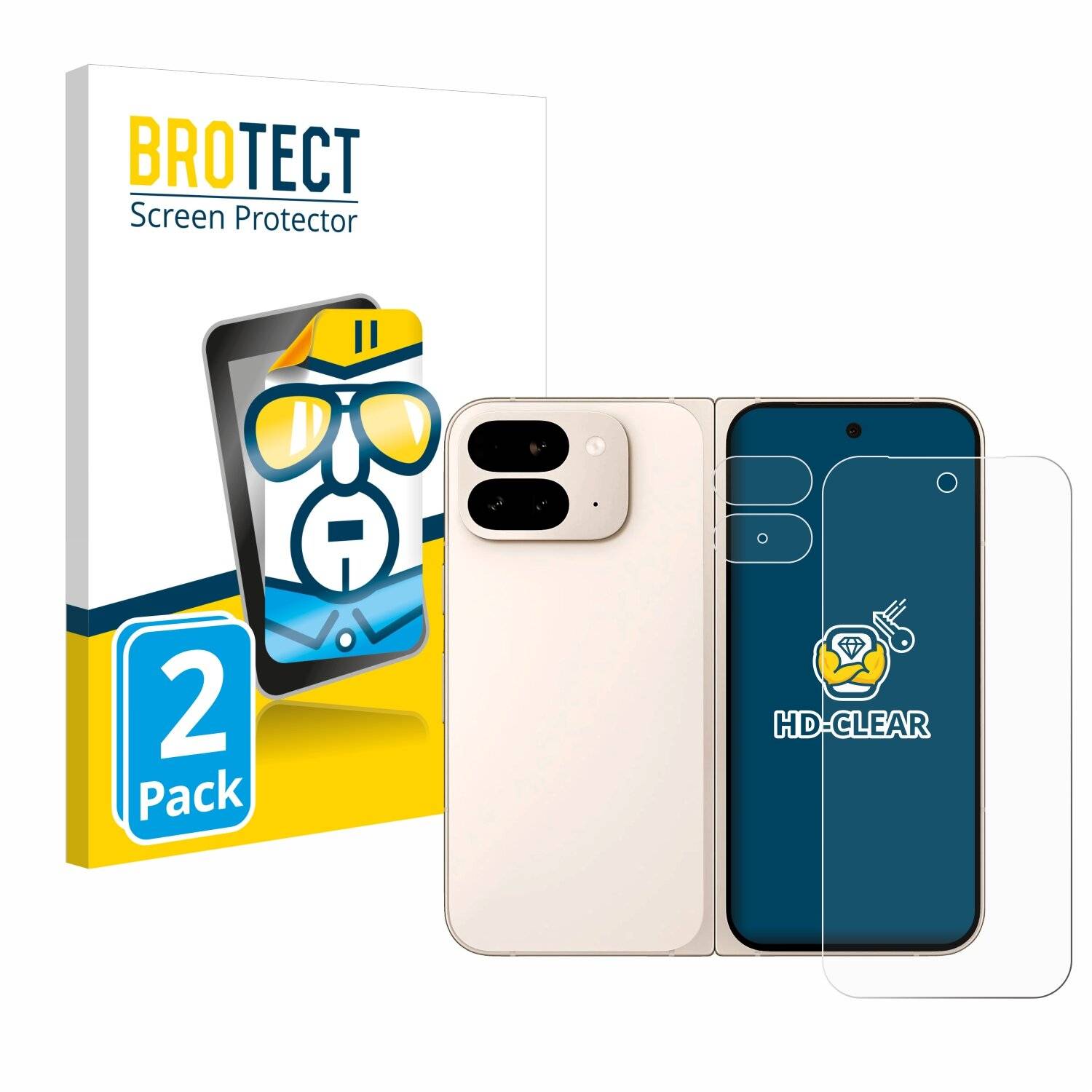 2x BROTECT Displayschutz-Folie für Google Pixel 9 Pro Fold
