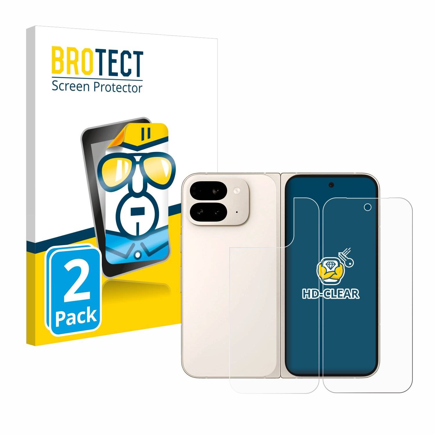 2x BROTECT Displayschutz-Folie für Google Pixel 9 Pro Fold