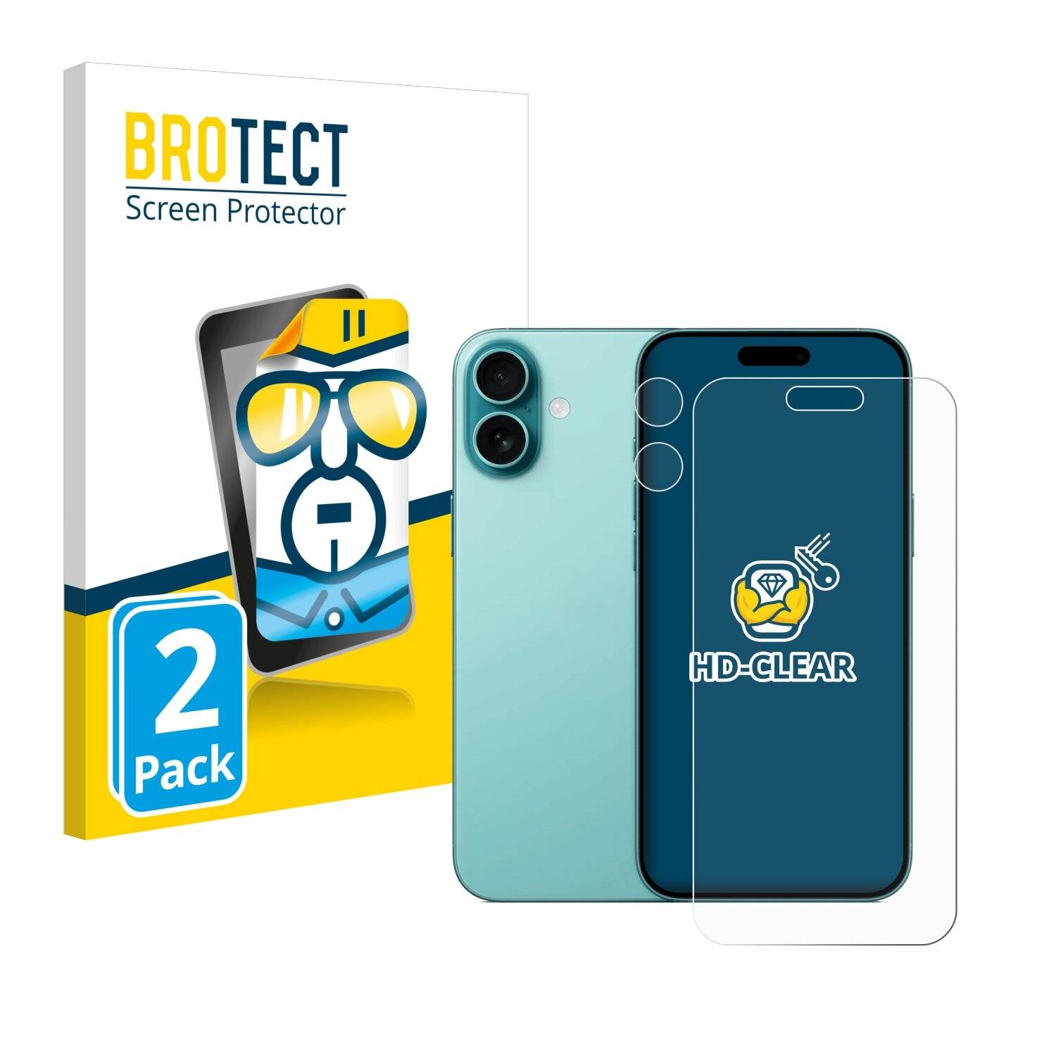 2x BROTECT Displayschutz-Folie für Apple iPhone 16 Plus