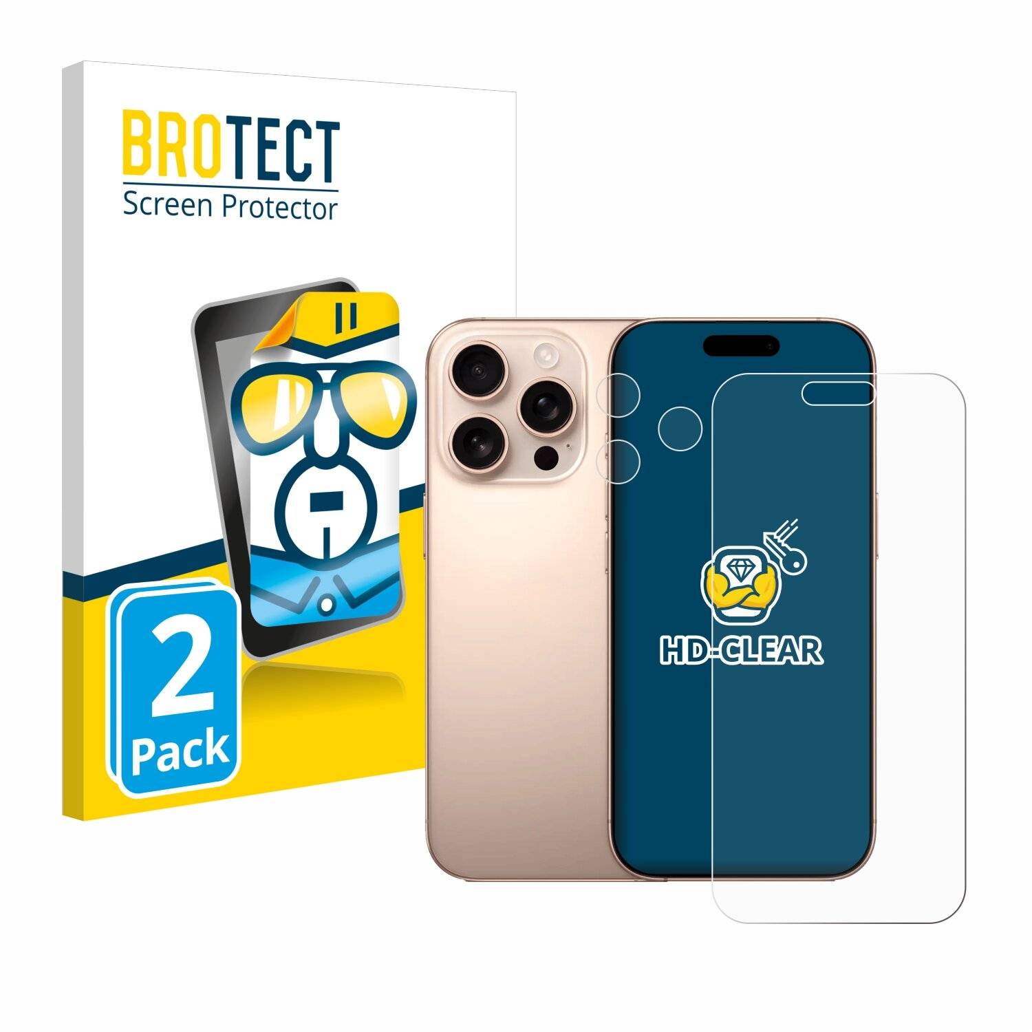 2x BROTECT Displayschutz-Folie für Apple iPhone 16 Pro Max