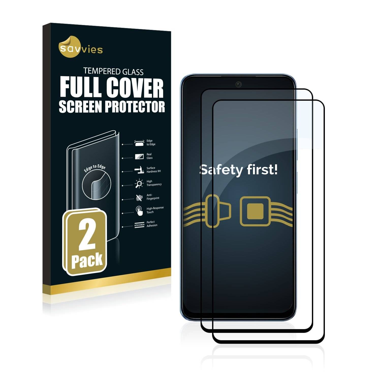 2x Savvies Xtreme Glass 2.5D Full Cover Schutzglas für Xiaomi Redmi Note 12