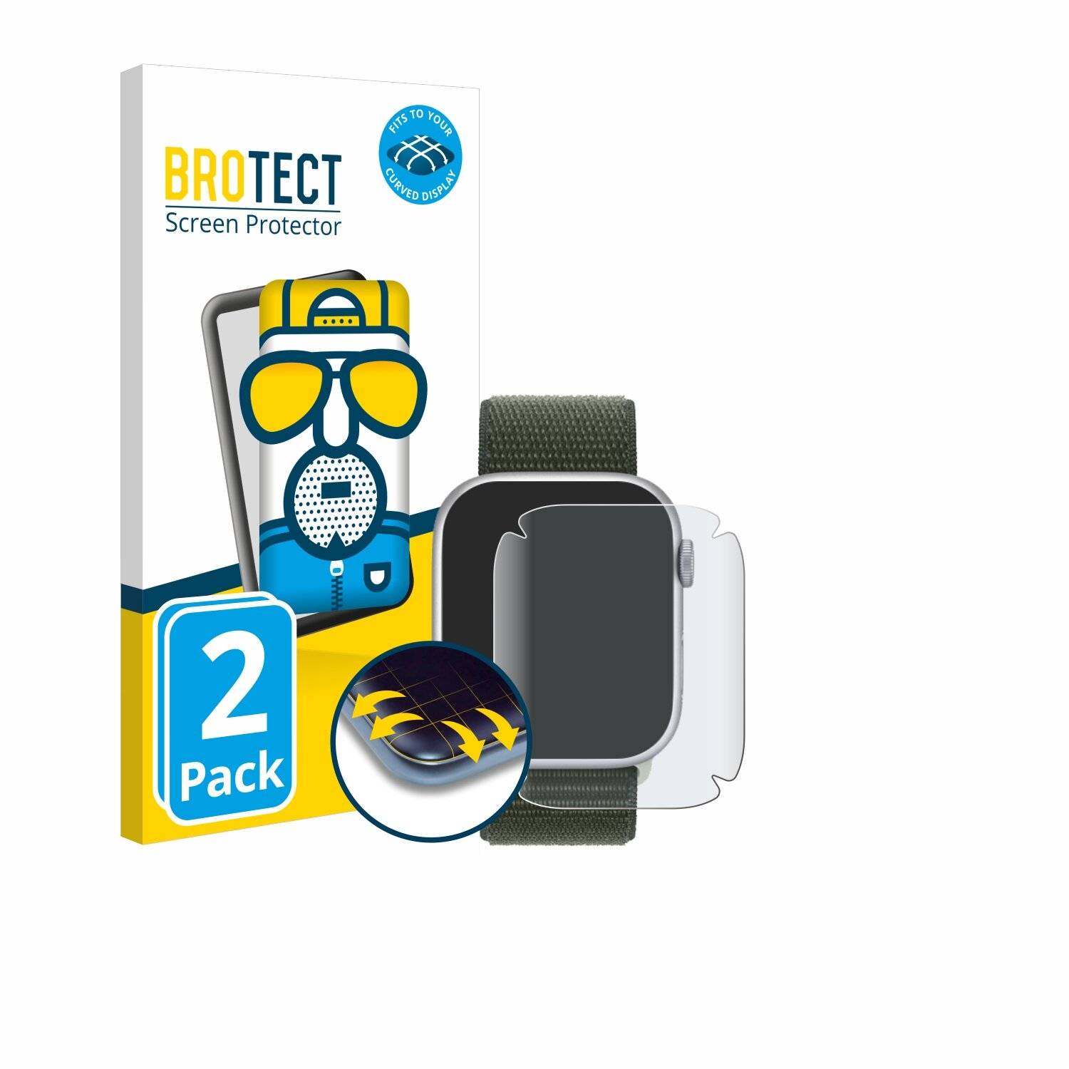 2x BROTECT Flex Matt Full-Screen Folie für Apple Watch Series 9 (41