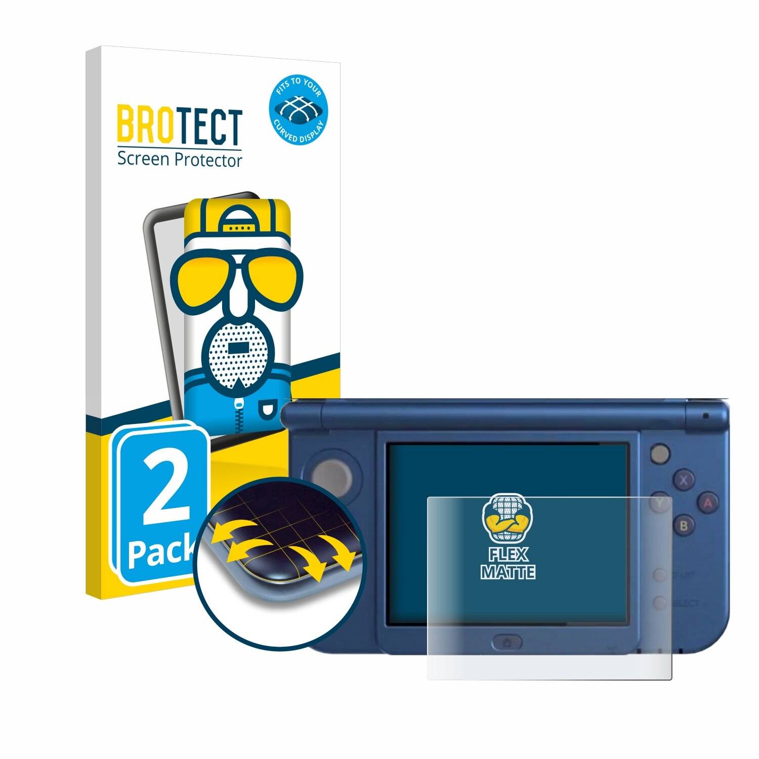 2x BROTECT Flex Matt Full-Screen Folie für Nintendo New 3DS XL (Unteres