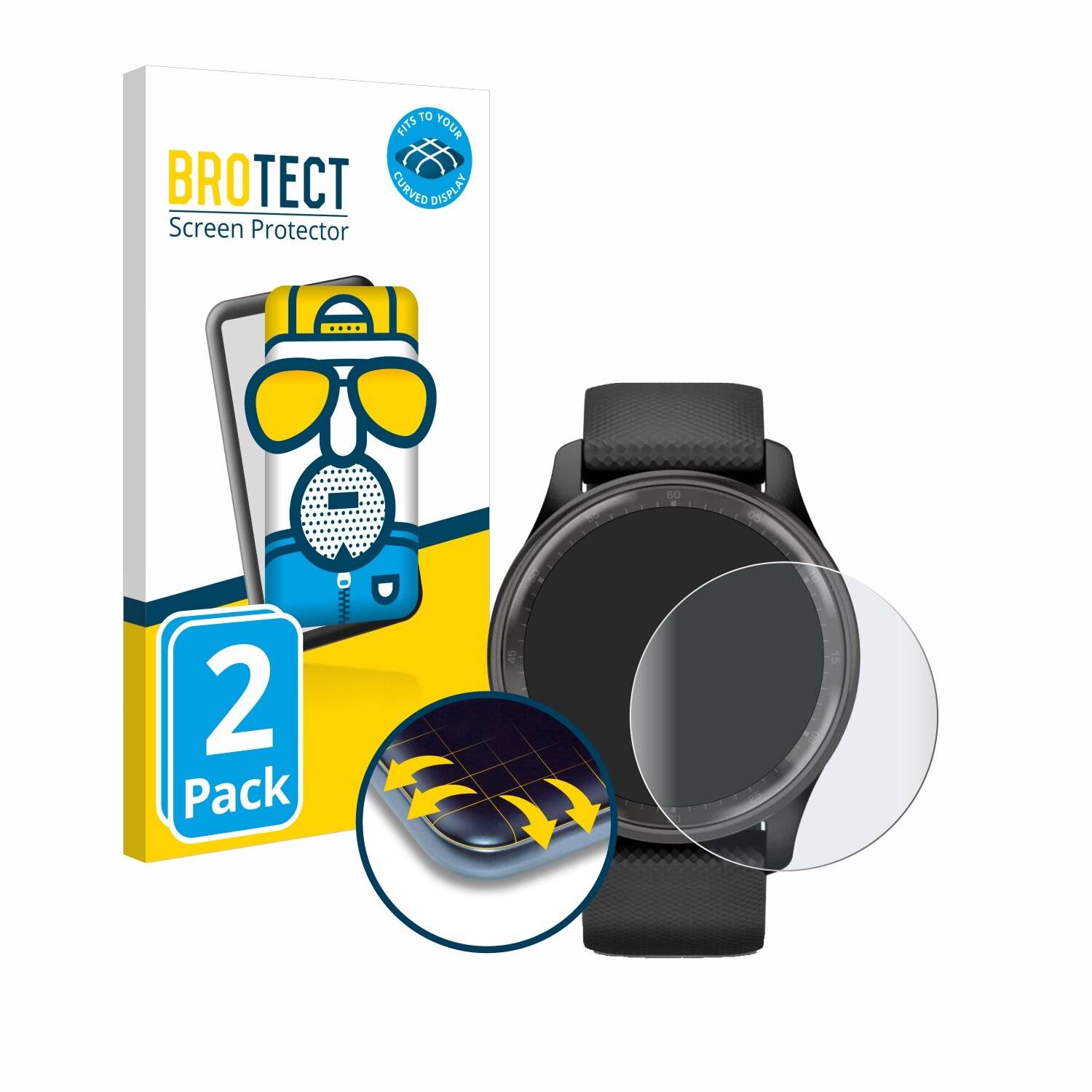 2x BROTECT Flex Matt Full-Screen Folie für Garmin Vivomove