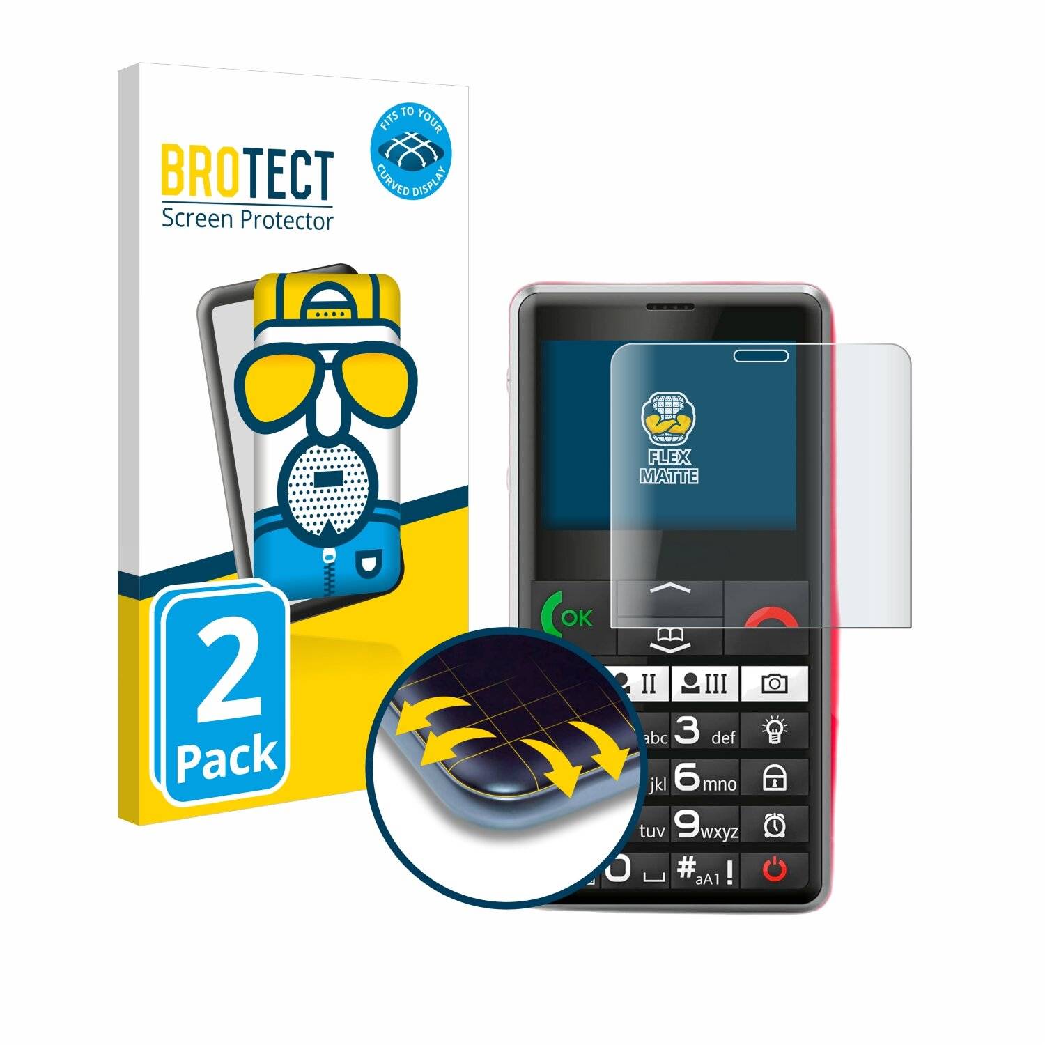 2x BROTECT Flex Matt Full-Screen Folie für Emporia Pure
