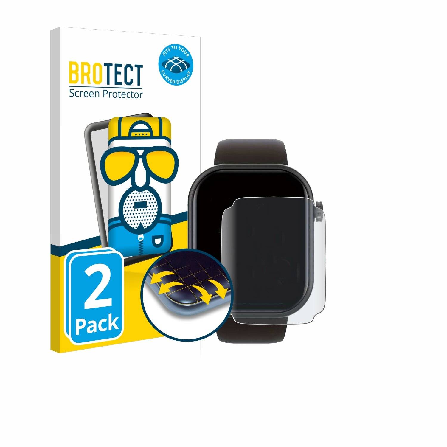 2x BROTECT Flex Matt Full-Screen Folie für Smartwatch IDW15