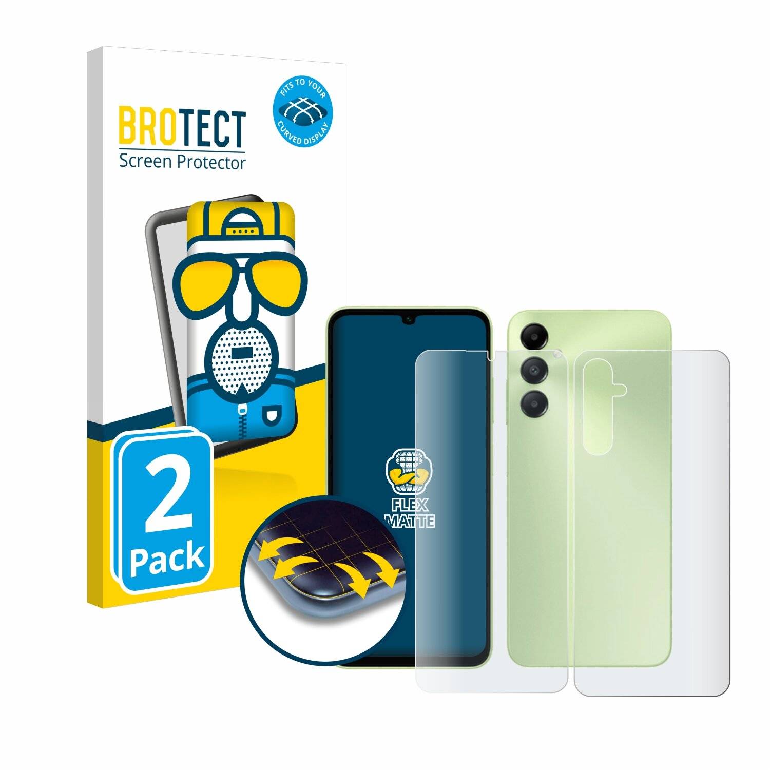 2x BROTECT Flex Matt Full-Screen Folie für Samsung Galaxy A05s