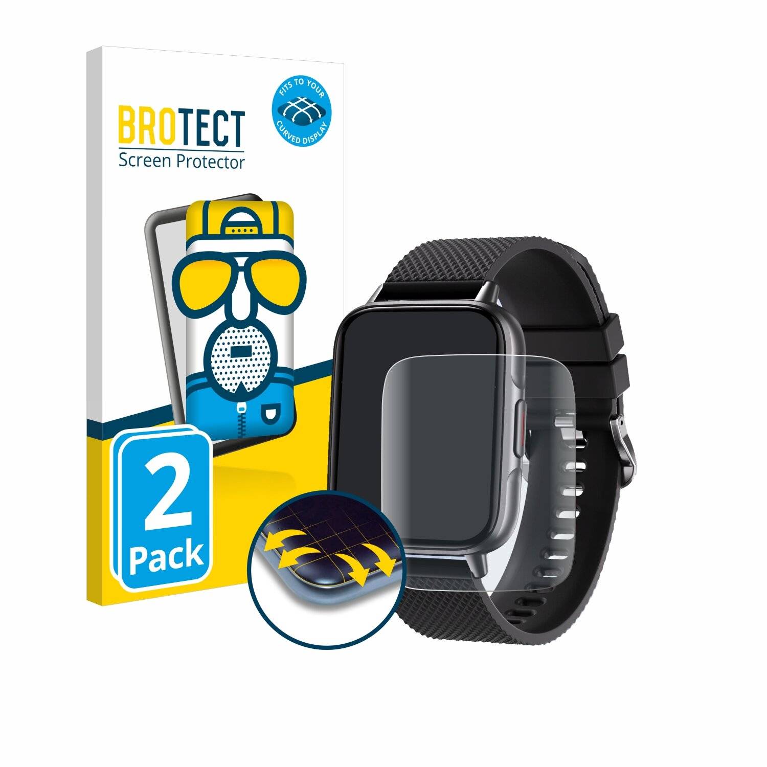2x BROTECT Flex Matt Full-Screen Folie für Tisoutec Smartwatch