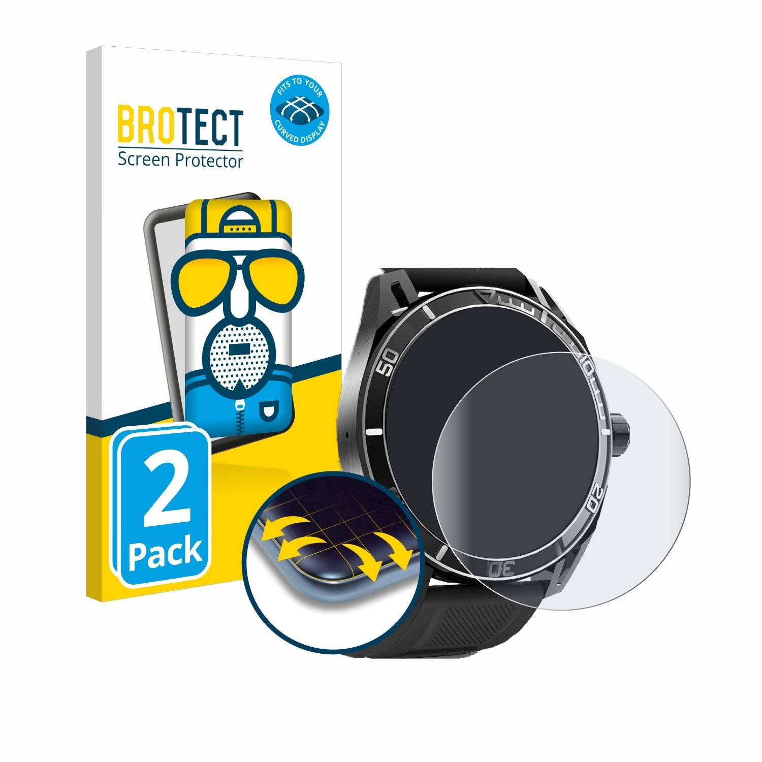 2x BROTECT Flex Matt Full-Screen Folie für Yuede Smartwatch 1.43