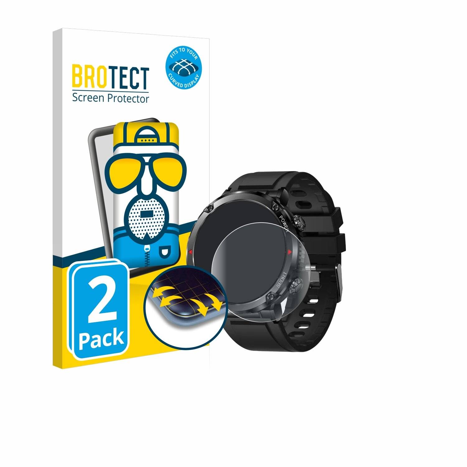2x BROTECT Flex Matt Full-Screen Folie für LIGE Smartwatch