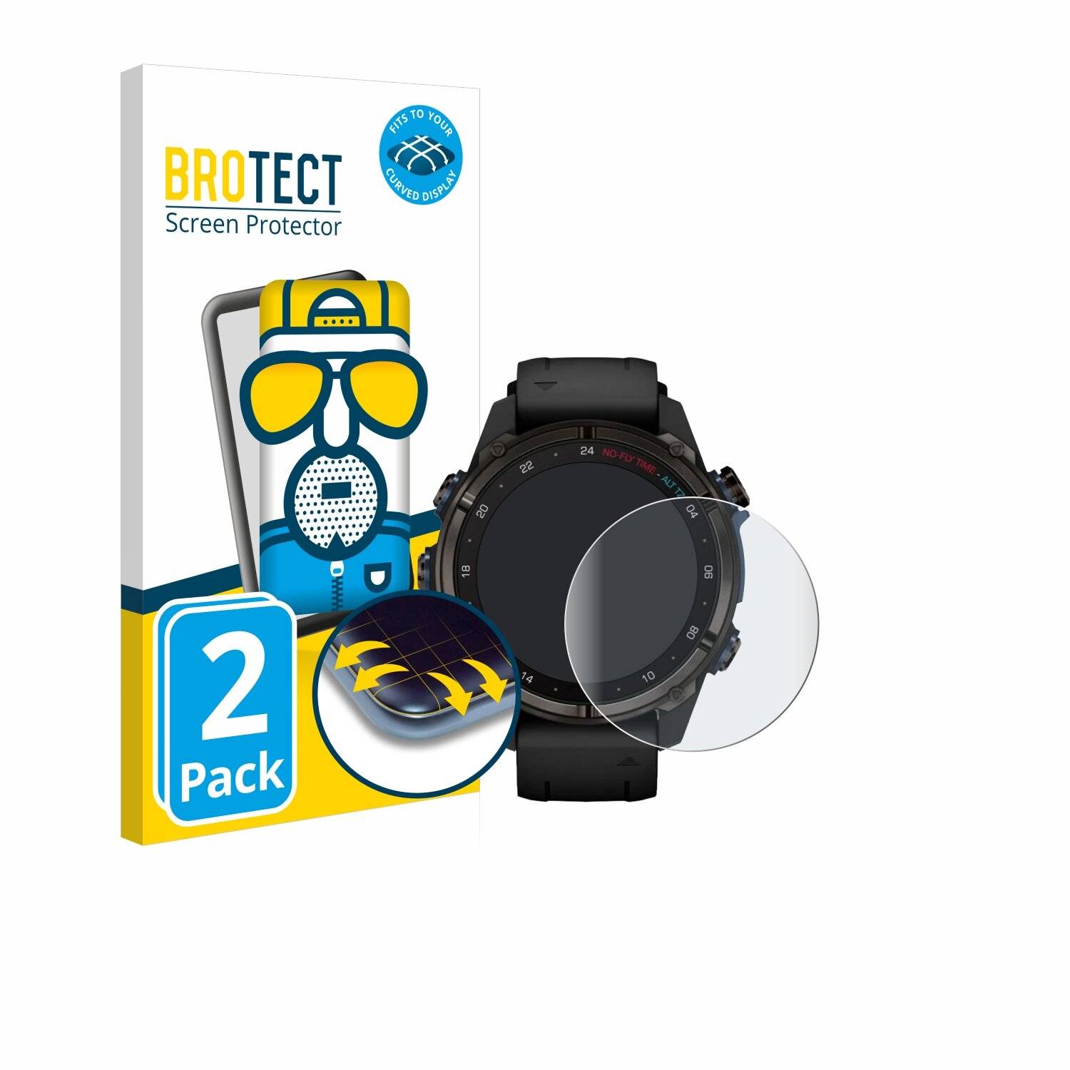 2x BROTECT Flex Matt Full-Screen Folie für Garmin Descent Mk3i (43