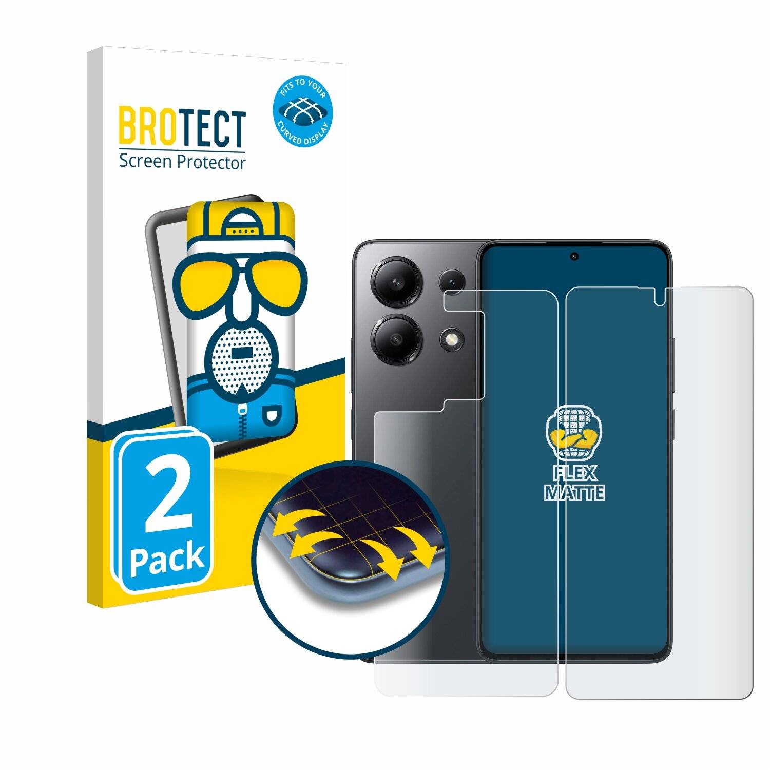 2x BROTECT Flex Matt Full-Screen Folie für Xiaomi Redmi Note 13