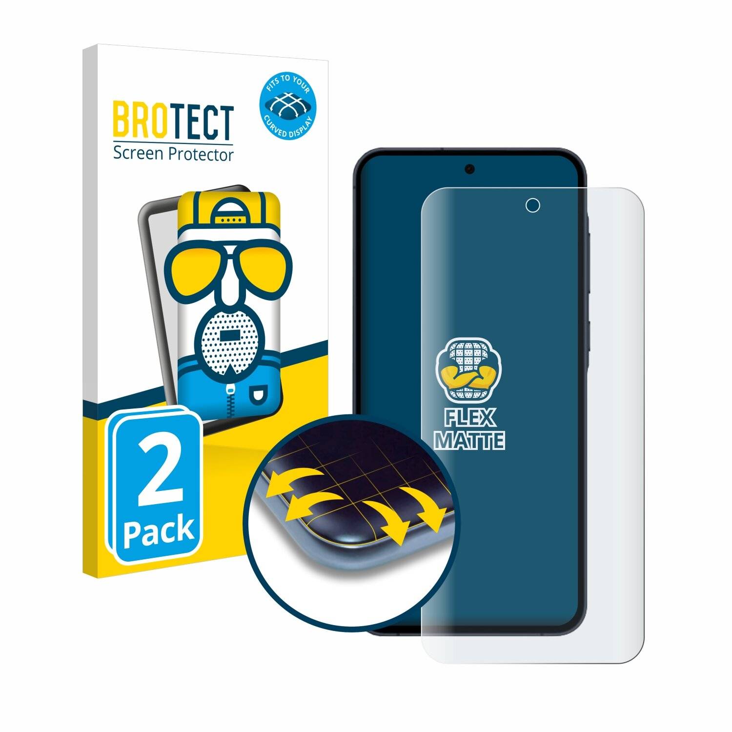 2x BROTECT Flex Matt Full-Screen Folie für Samsung Galaxy A55