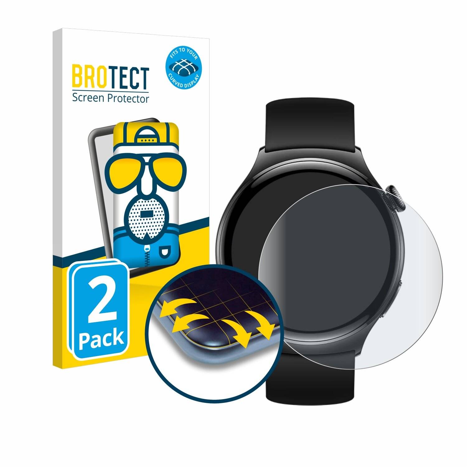 2x BROTECT Flex Matt Full-Screen Folie für Huawei Watch 4 Active (46