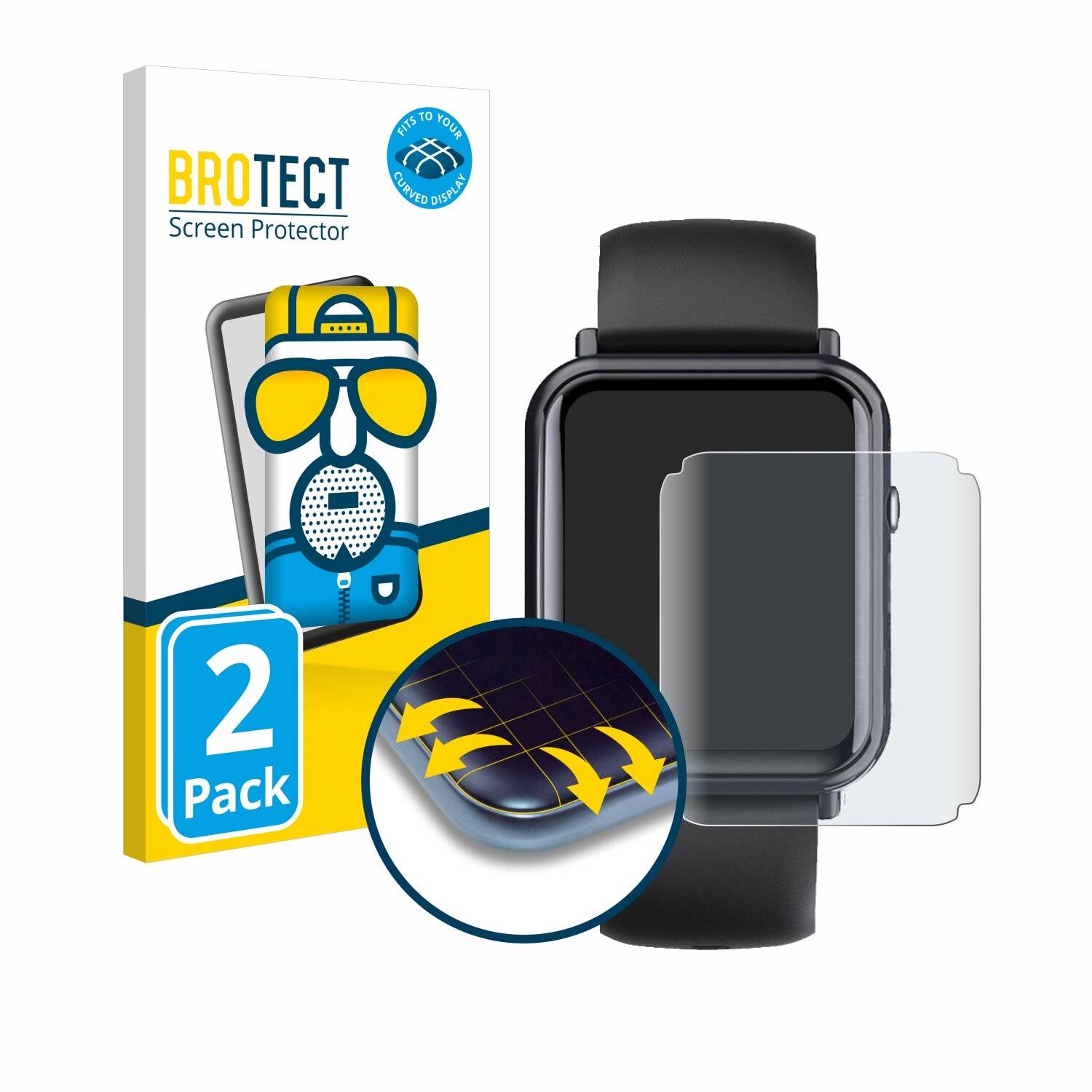 2x BROTECT Flex Matt Full-Screen Folie für Tisoutec Smartwatch