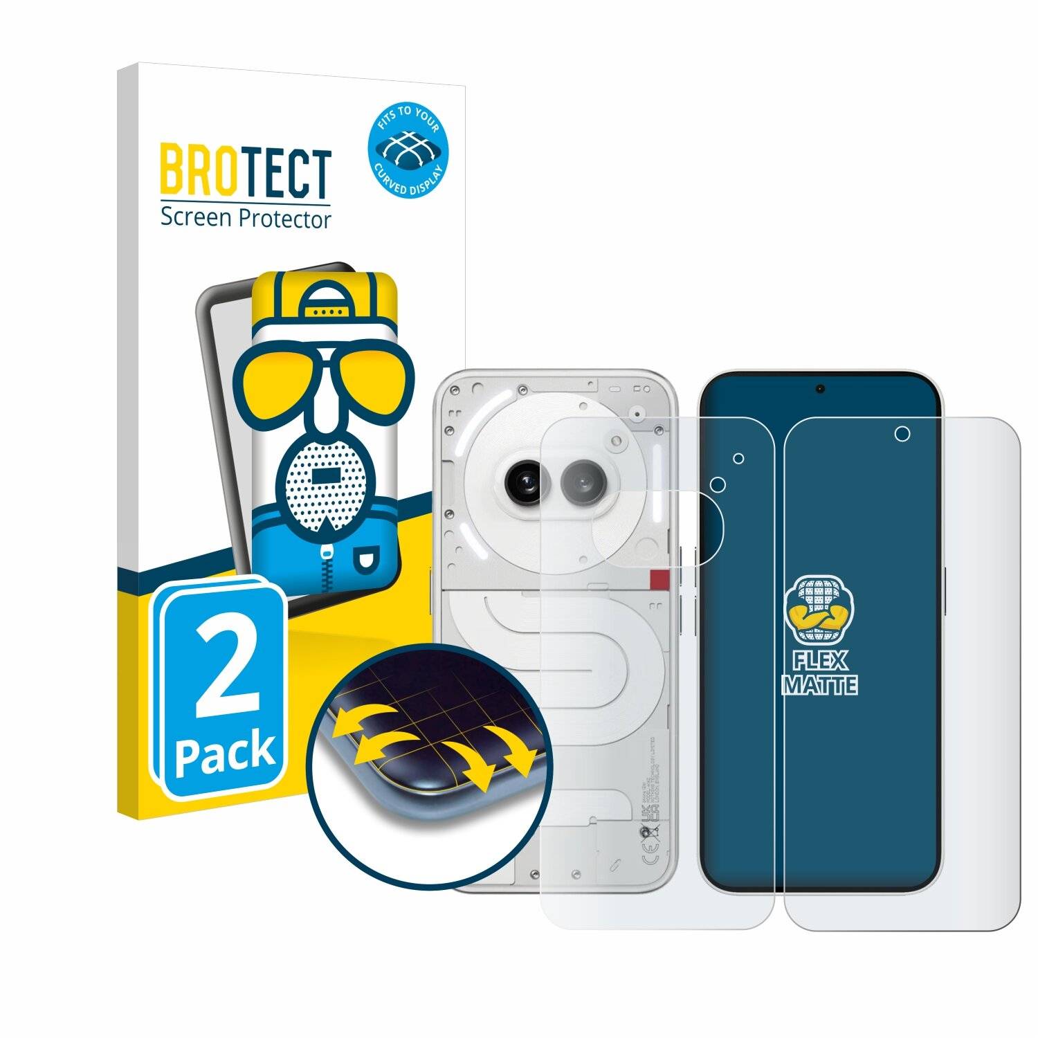 2x BROTECT Flex Matt Full-Screen Folie für Nothing Phone (2a)