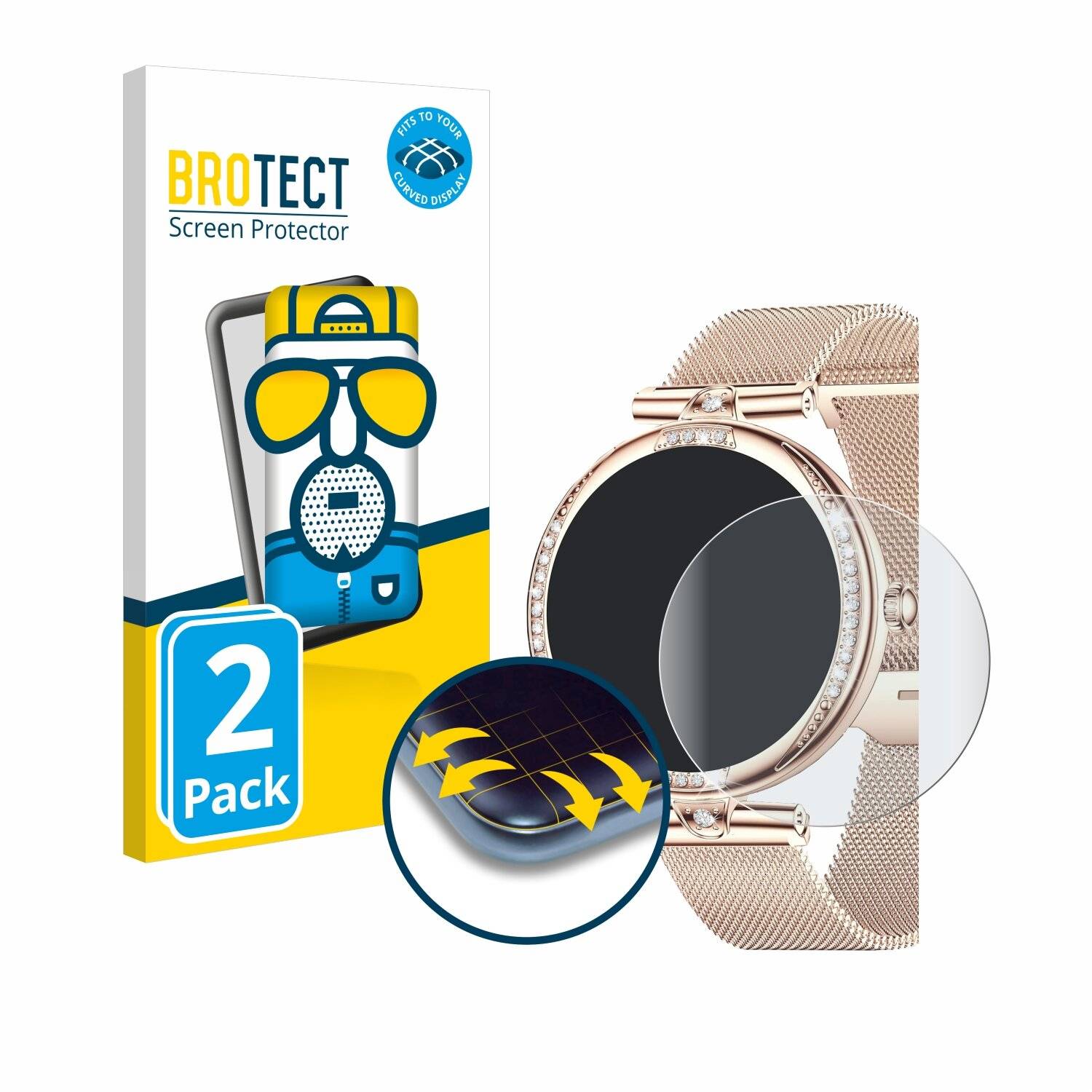 2x BROTECT Flex Matt Full-Screen Folie für Shepatio Smartwatch