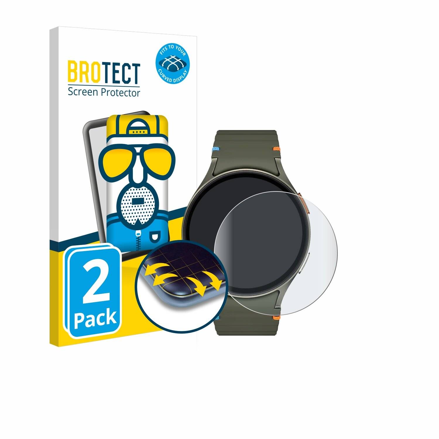 2x BROTECT Flex Matt Full-Screen Folie für Samsung Galaxy Watch 7 (44