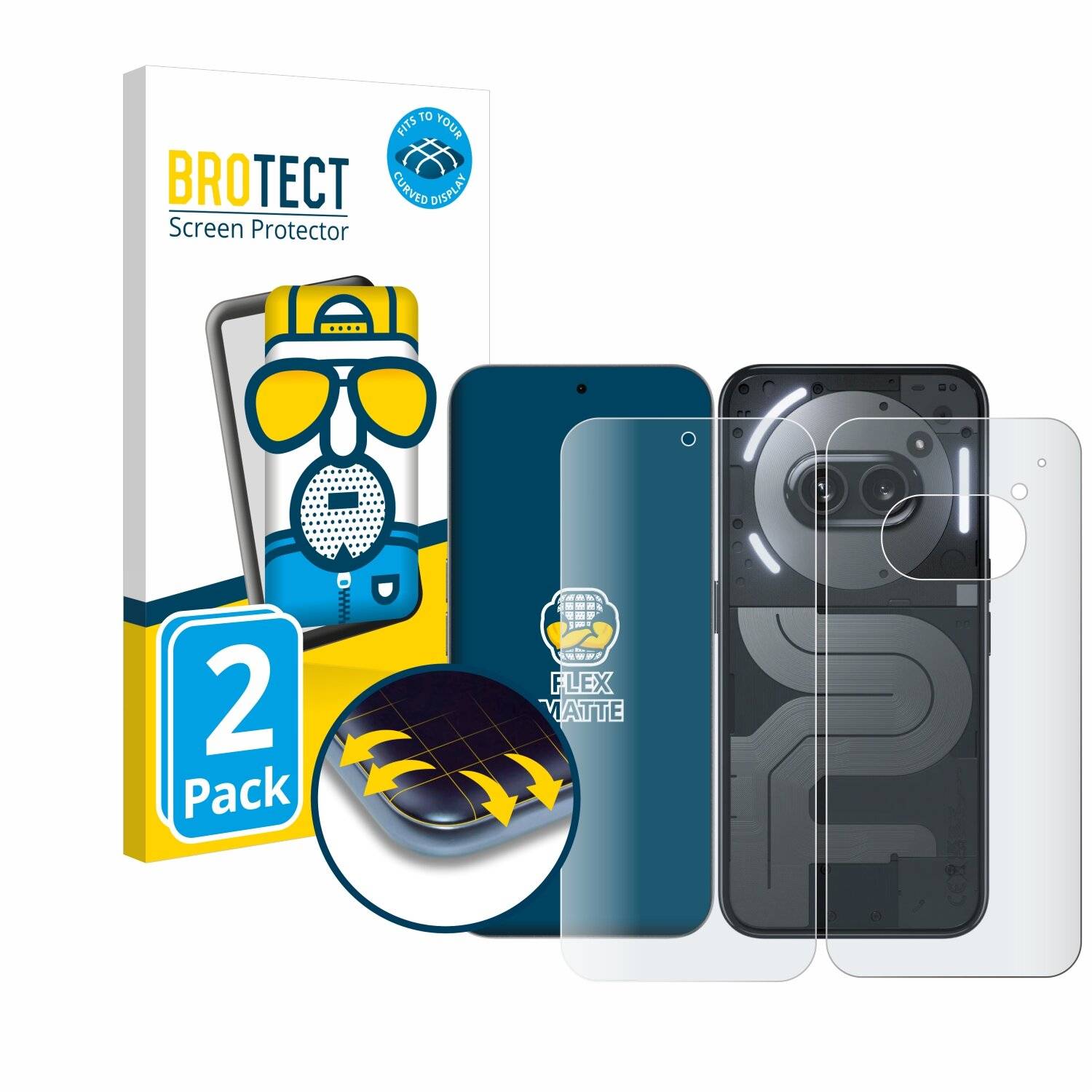 2x BROTECT Flex Matt Full-Screen Folie für Nothing Phone (2a) Plus