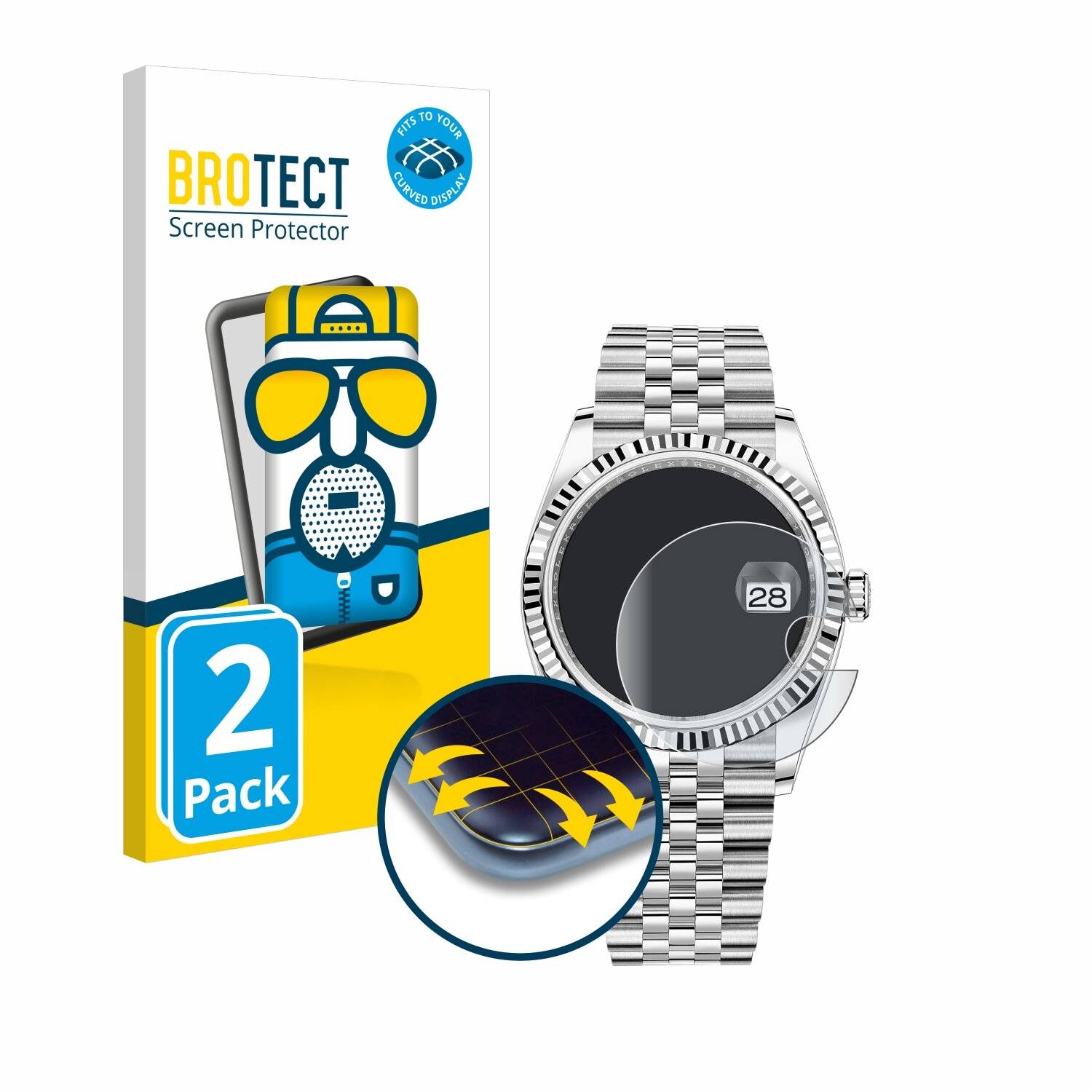 2x BROTECT Flex Matt Full-Screen Folie für Rolex Oyster Perpetual Datejust