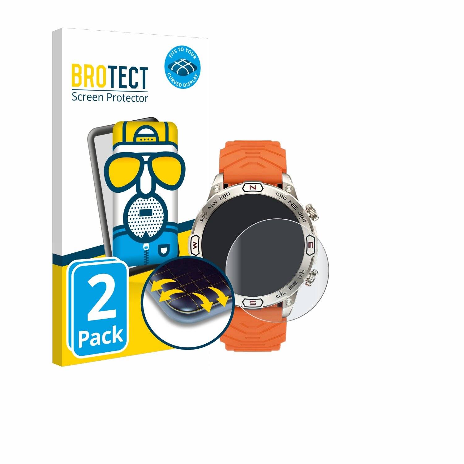 2x BROTECT Flex Matt Full-Screen Folie für Bytelike Smartwatch